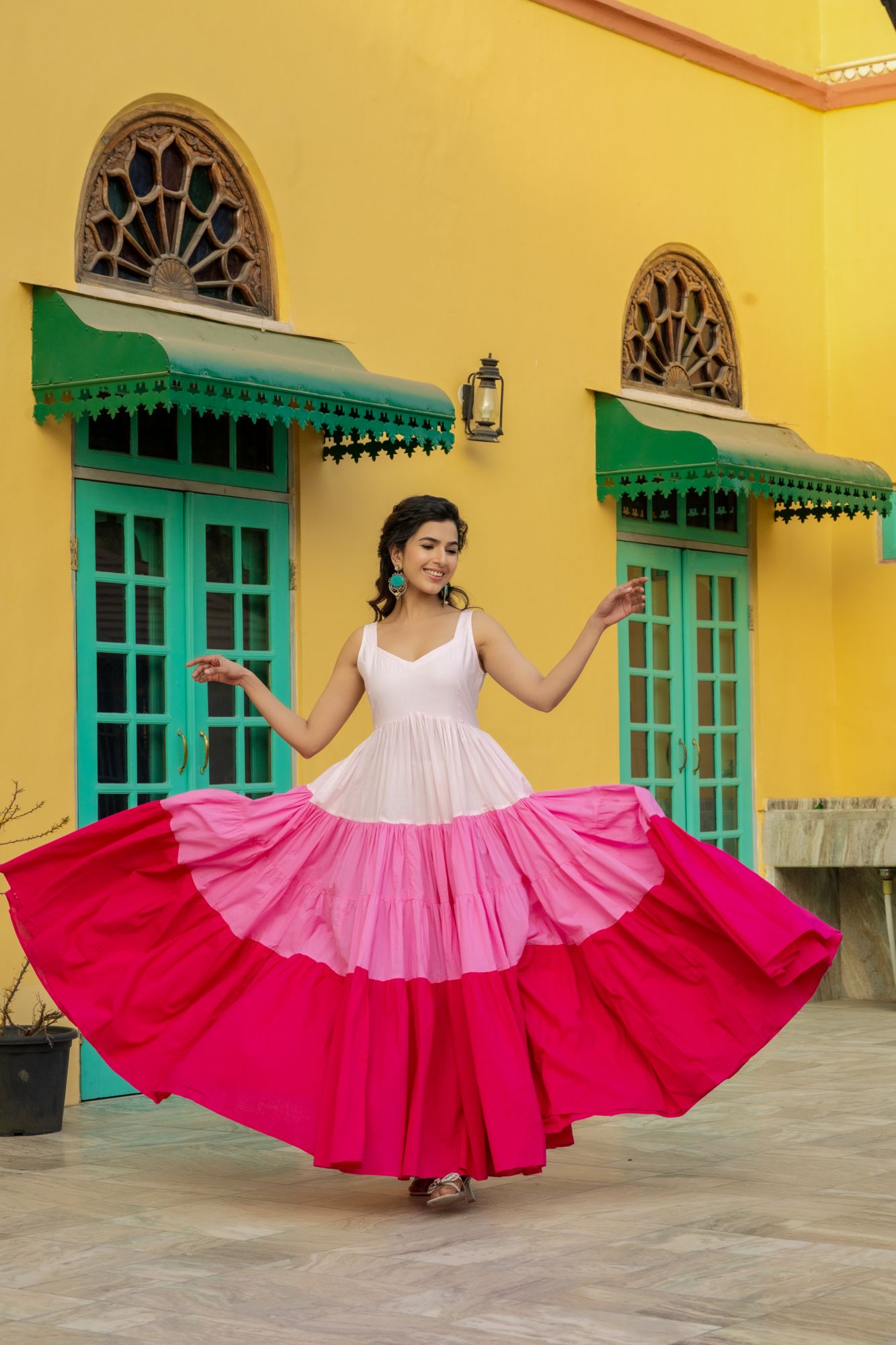 PINK PARADISE TIERED DRESS