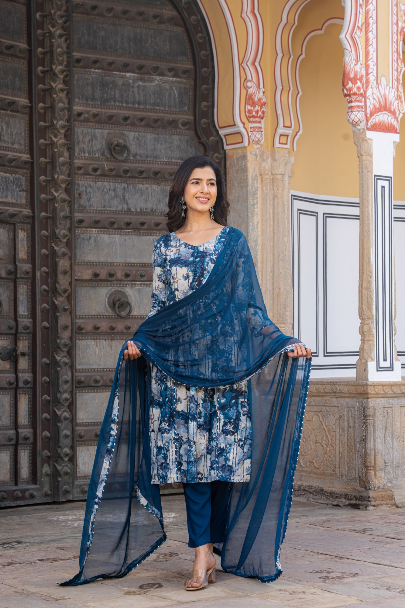 TEAL ELEGANCE FLARED KURTA SET