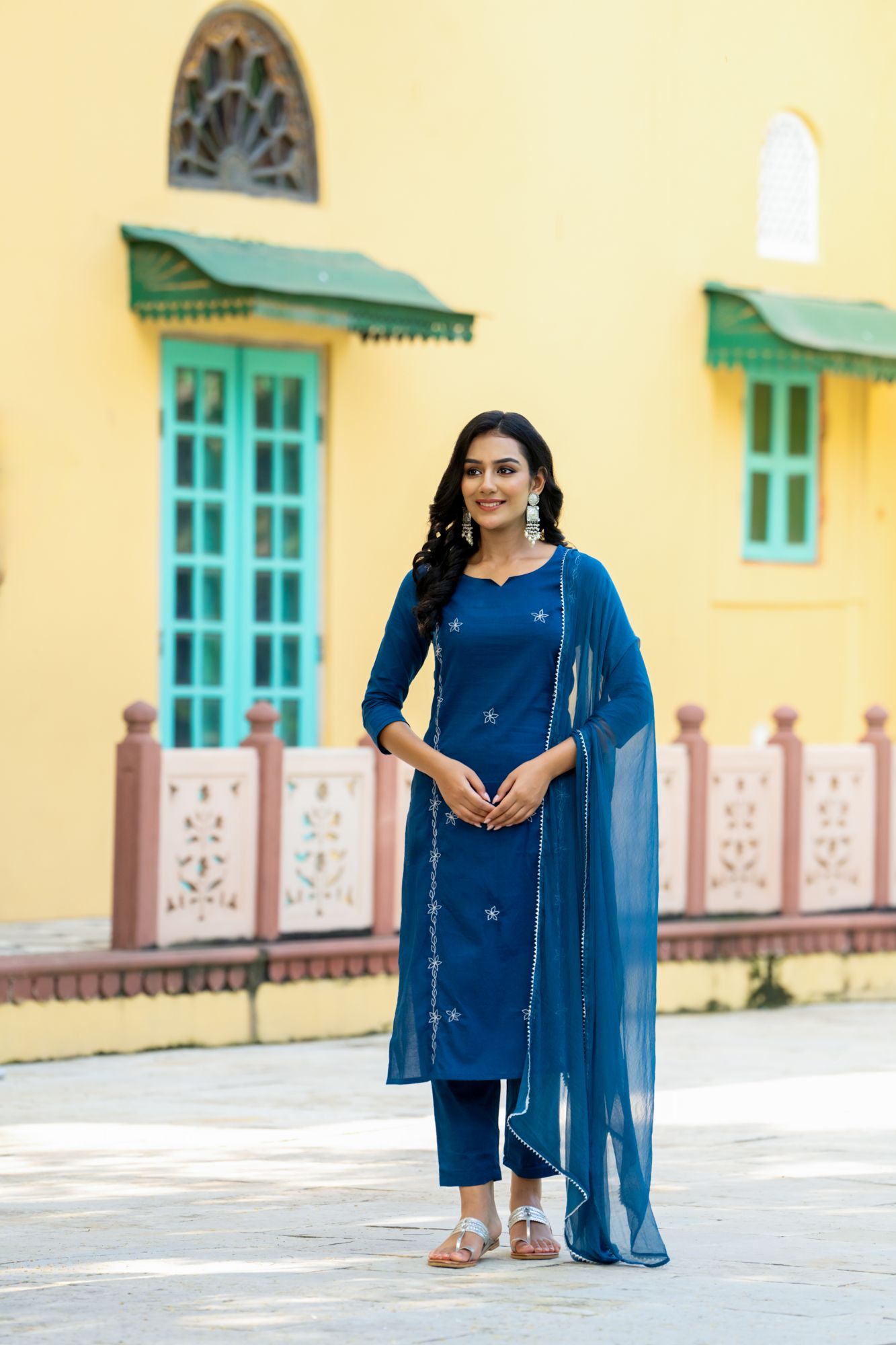 TEAL CHARM ZARI KURTA SET