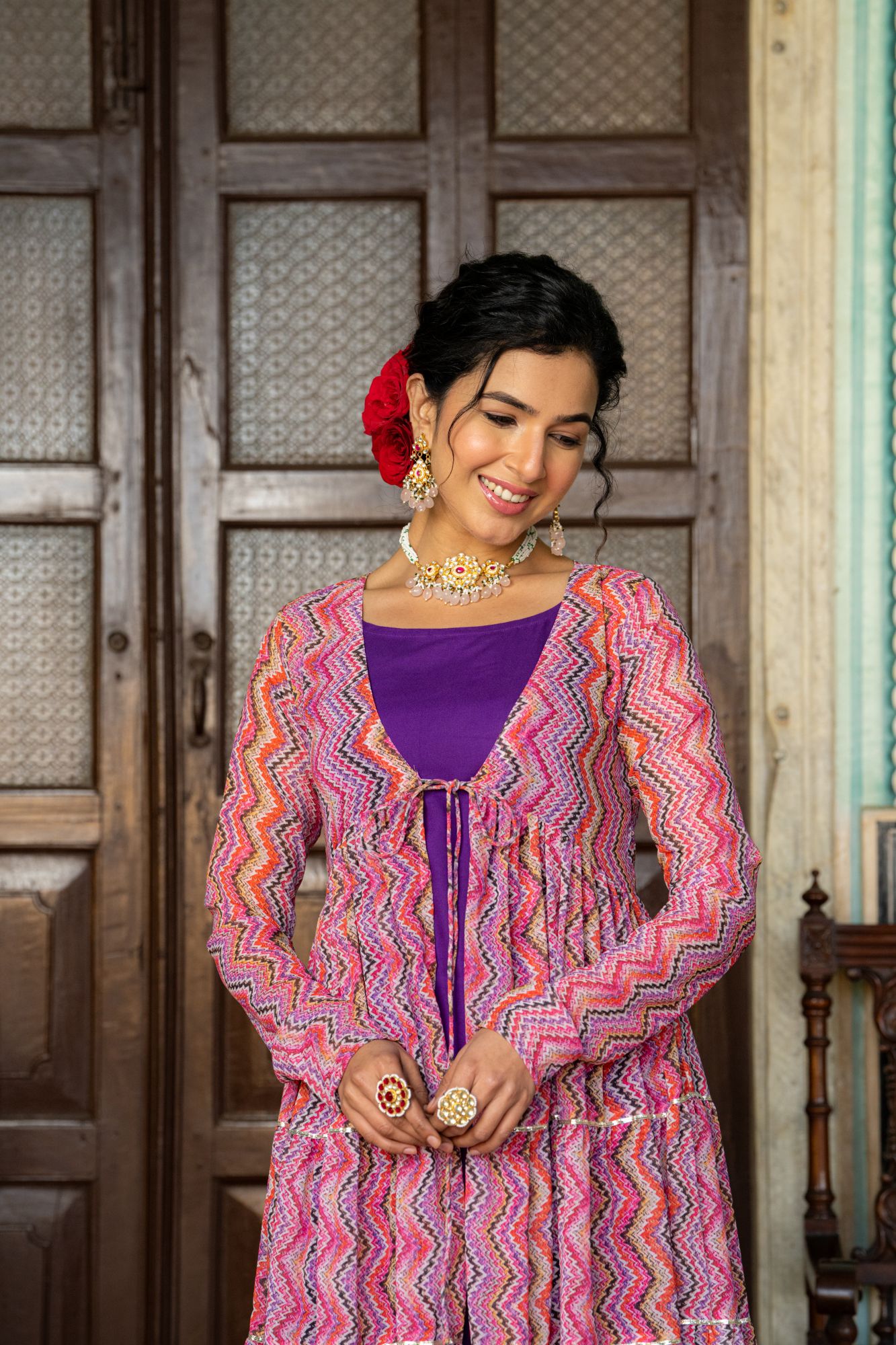 PURPLE MAJESTY GEORGETTE SHRUG SET