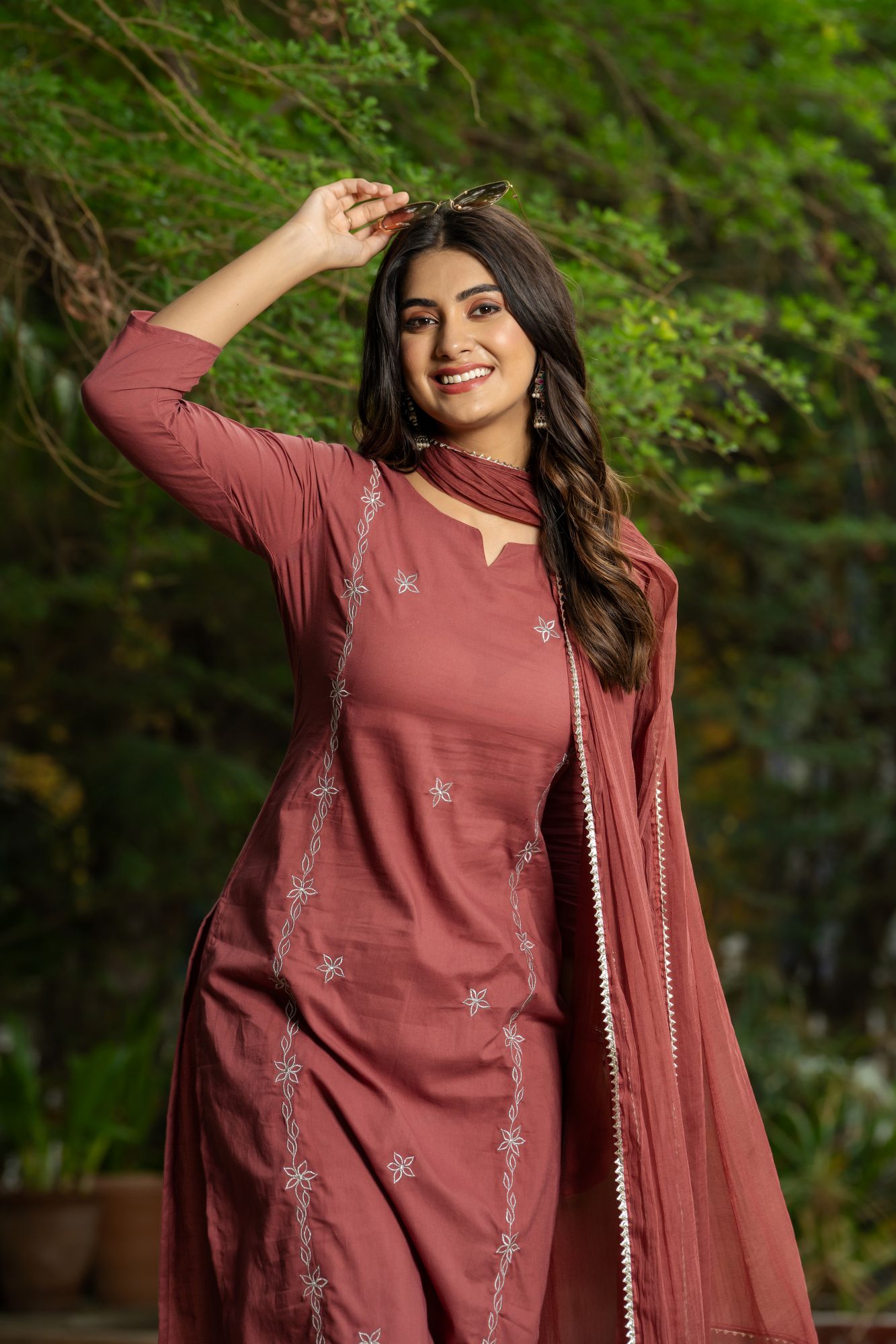 RADIANT RUST ZARI KURTA SET