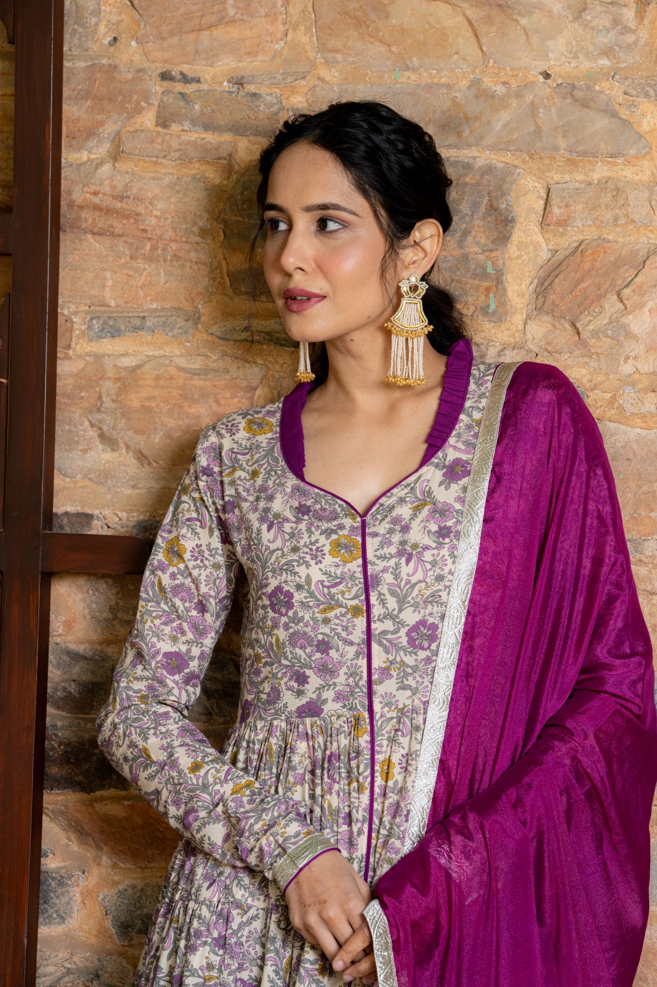 OPULENT PURPLE ANARKALI SUIT SET