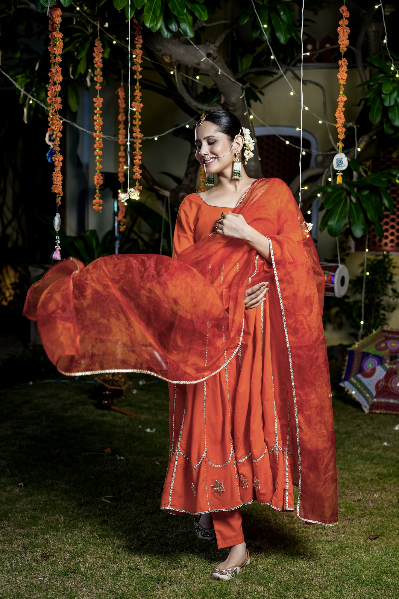 TAHIRA FESTIVE AURA ORANGE ANARKALI SET