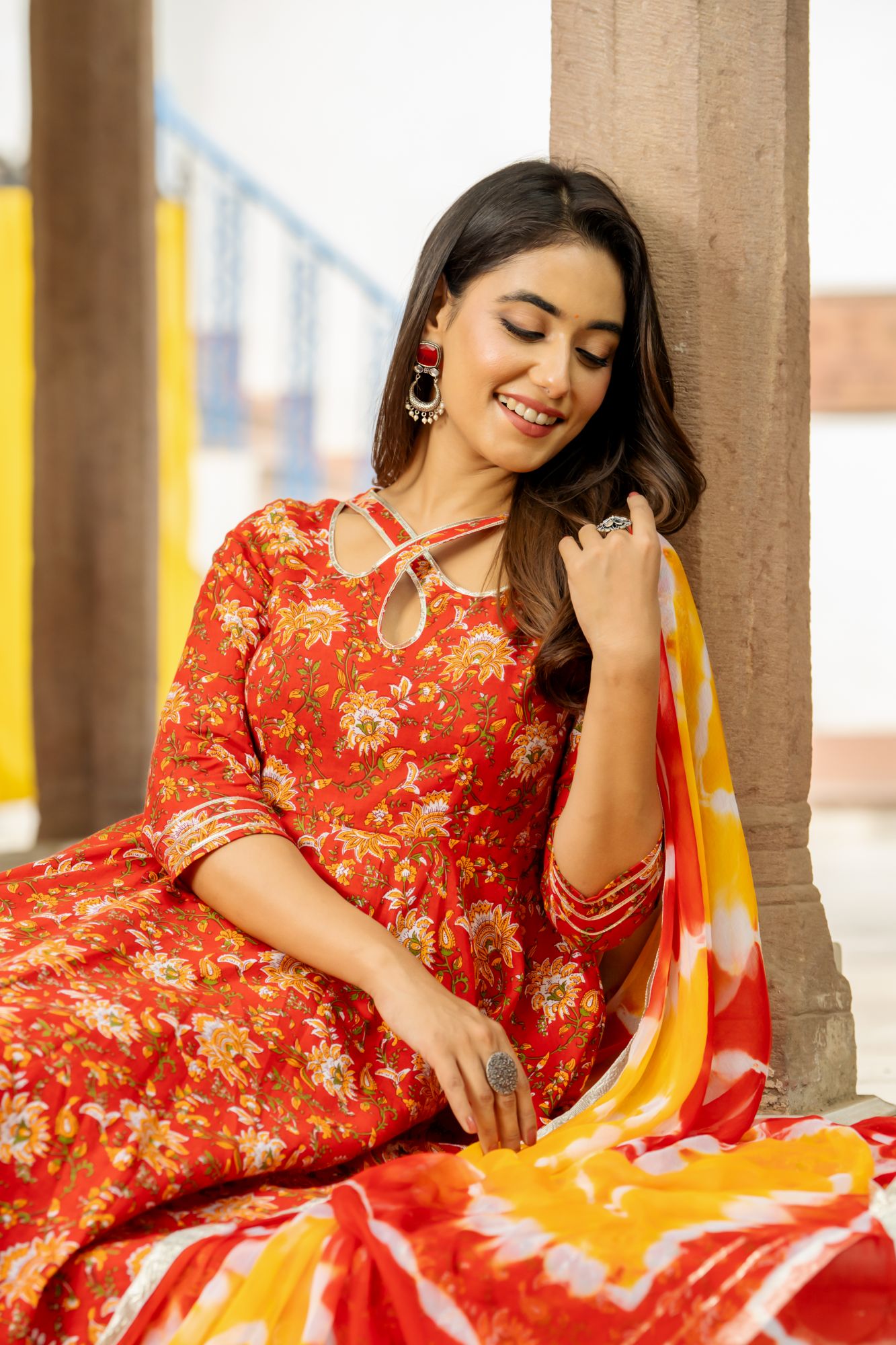 RADIANT RUBY ANARKALI SET