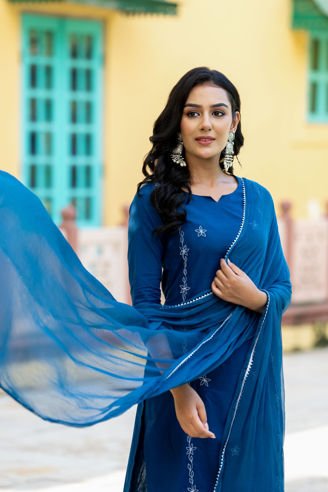 TEAL CHARM ZARI KURTA SET