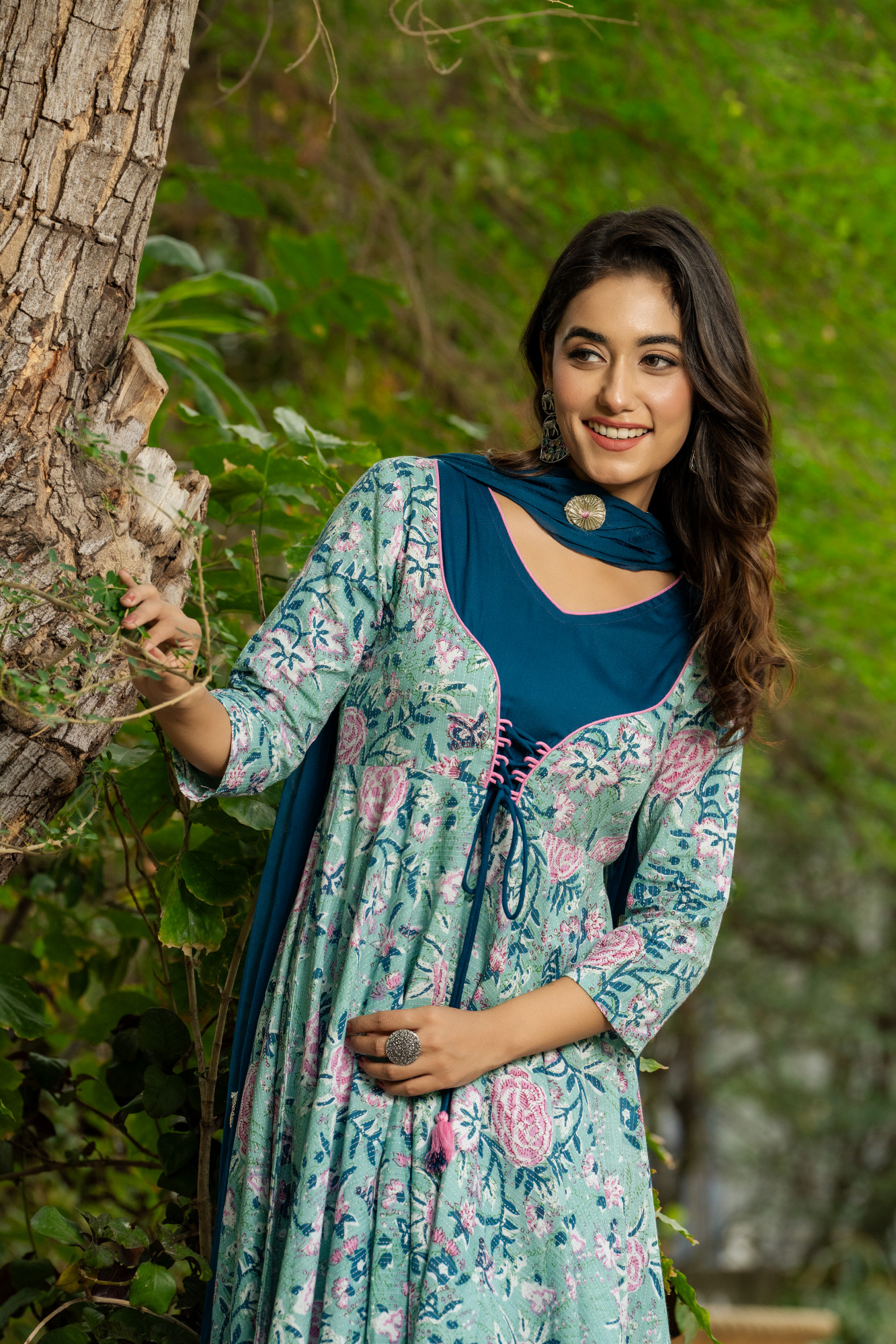 FLORAL BLISS ANARKALI SUIT SET