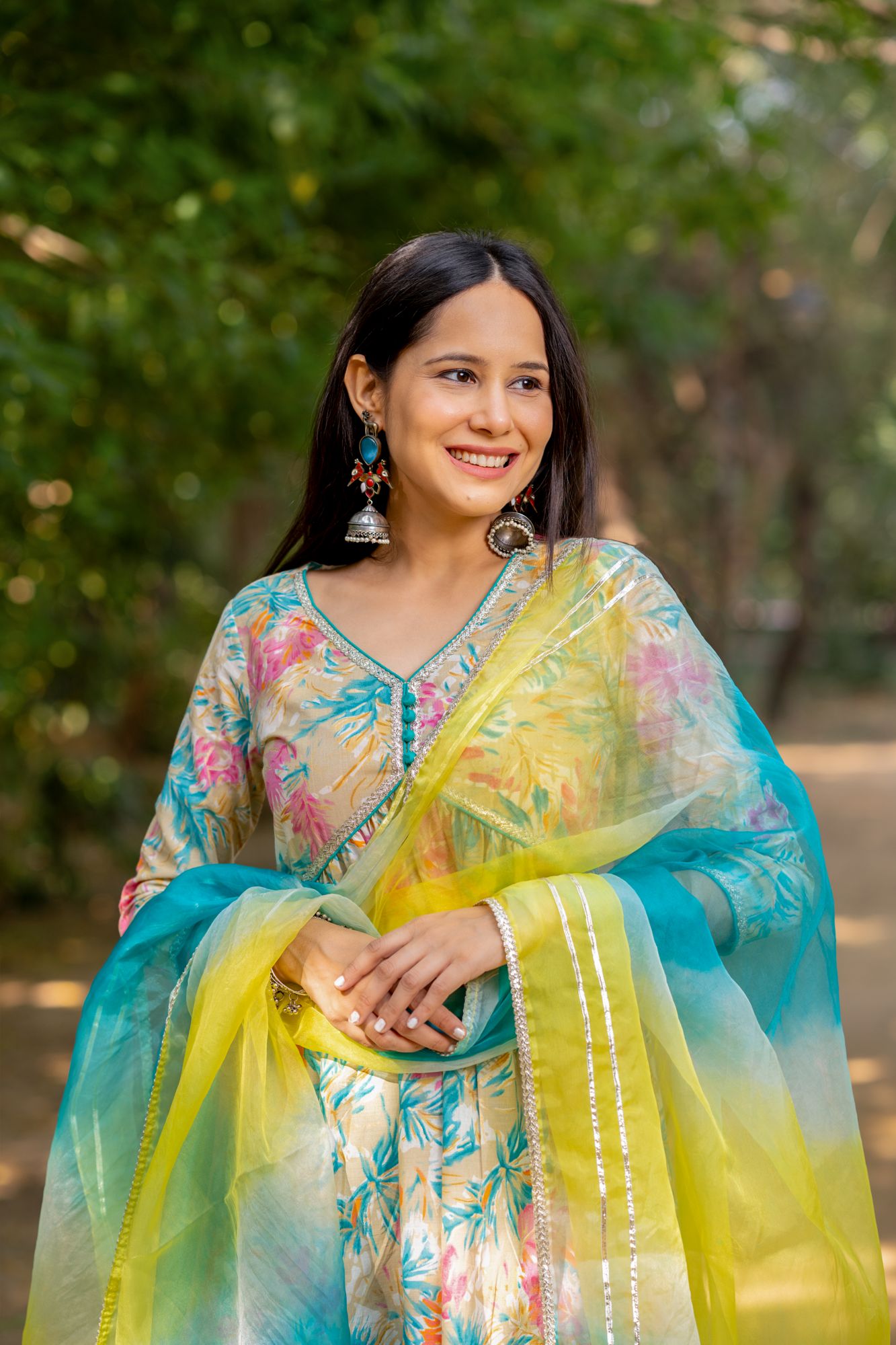 VIBRANT GOTTA-WORK FLARED KURTA SET