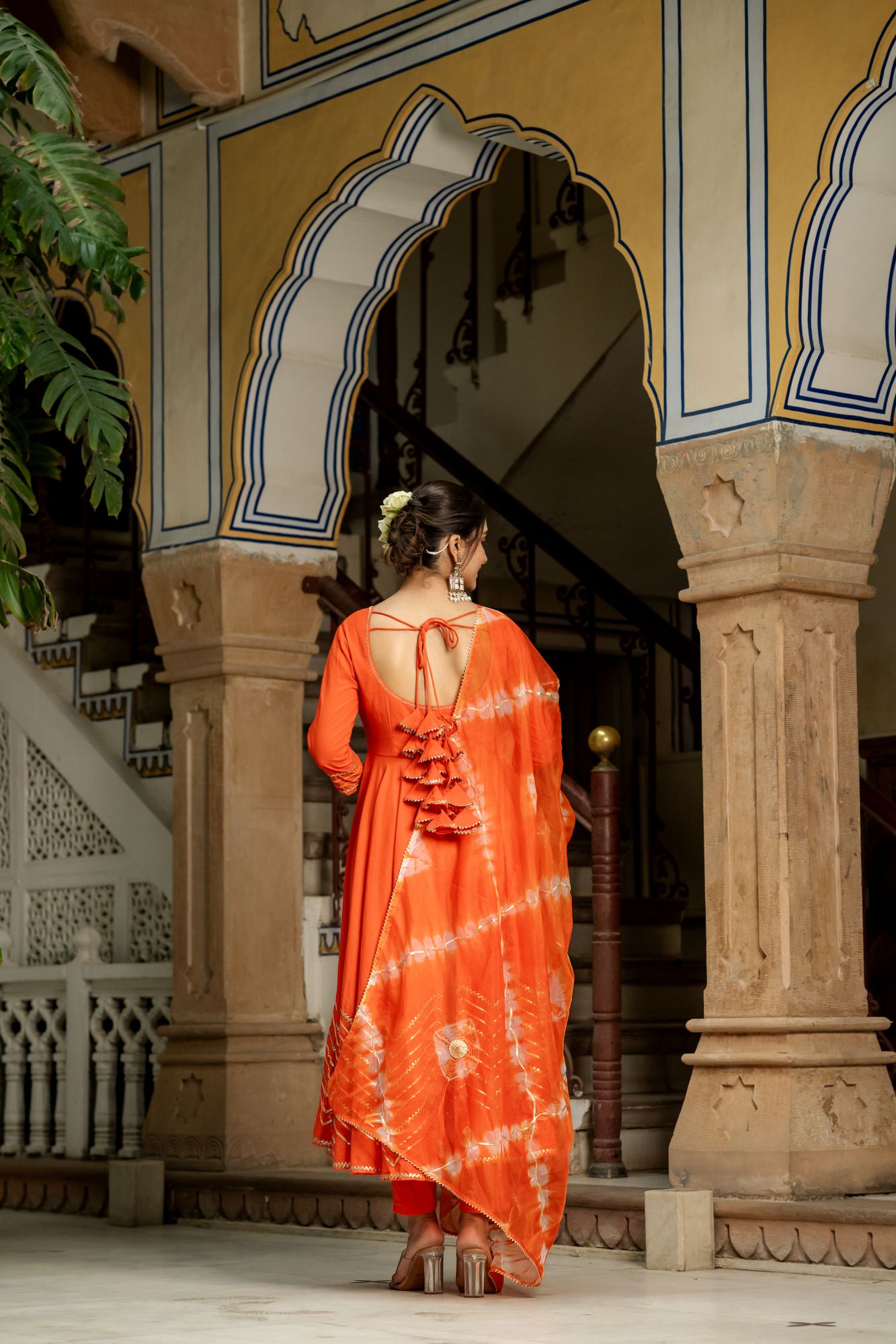 ORANGE AURA GOTA SUIT SET