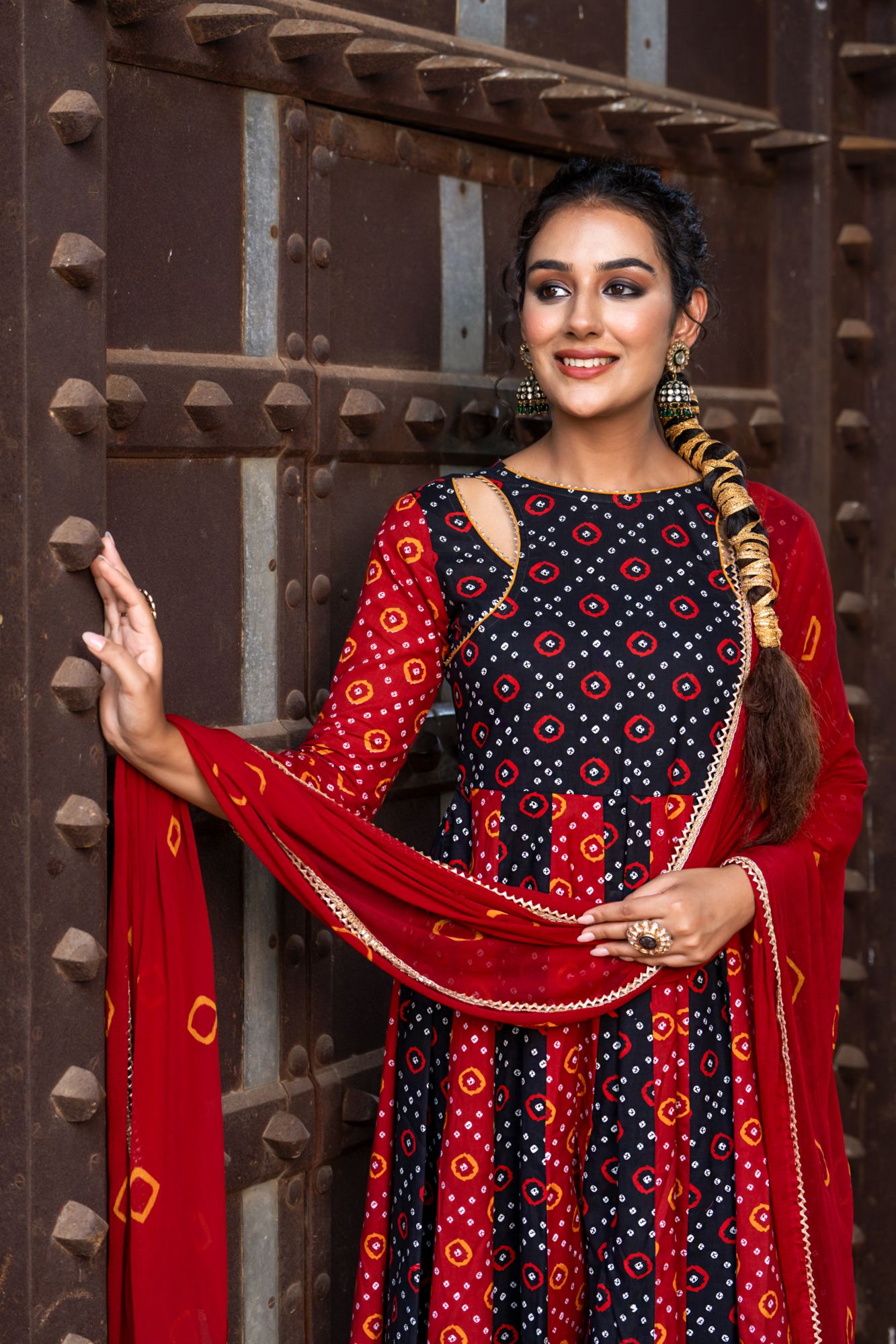 BLACK BANDHANI RADIANCE ANARKALI SET