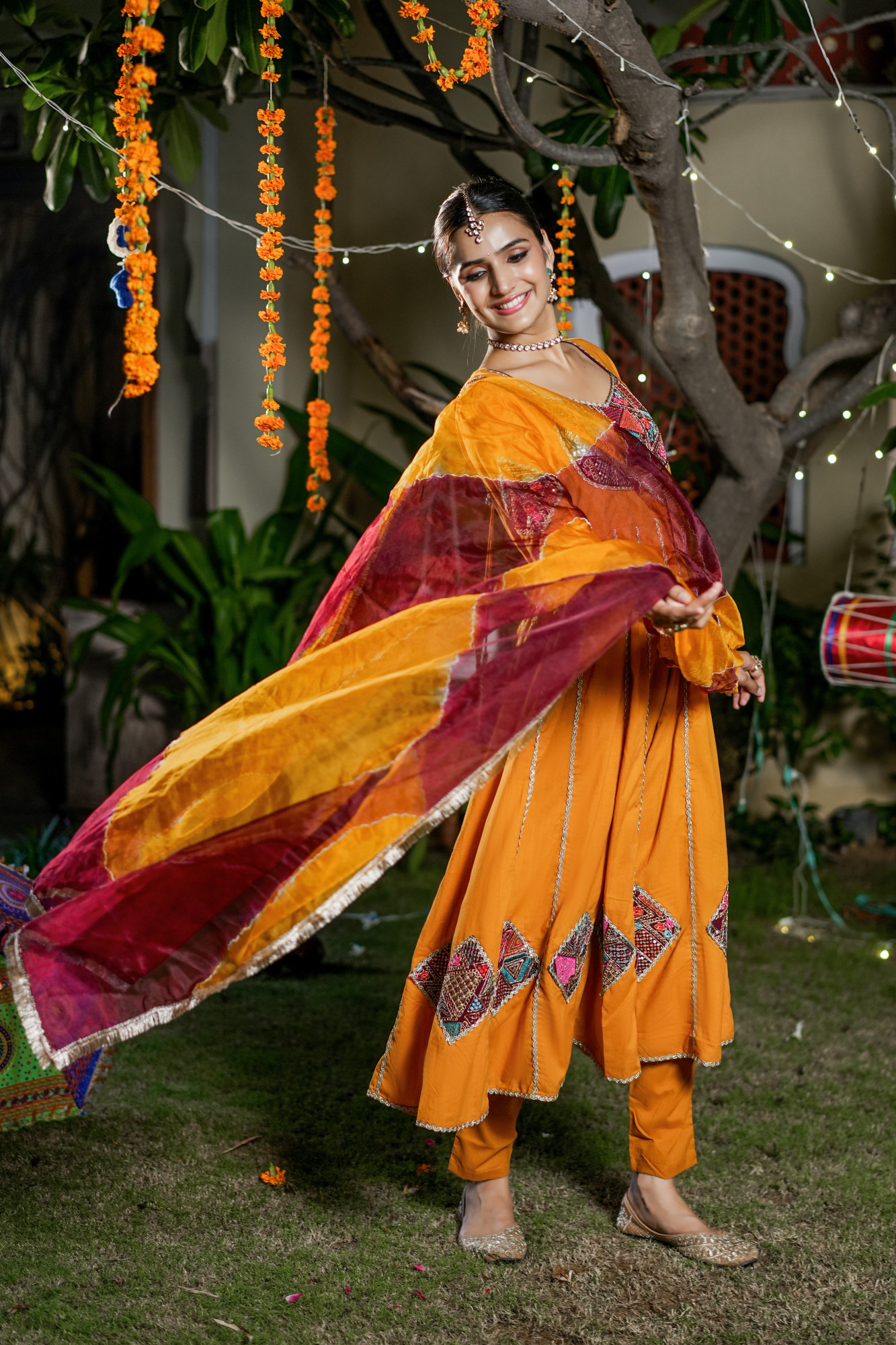 ANIRA MUSTARD PATCH ANARKALI SET