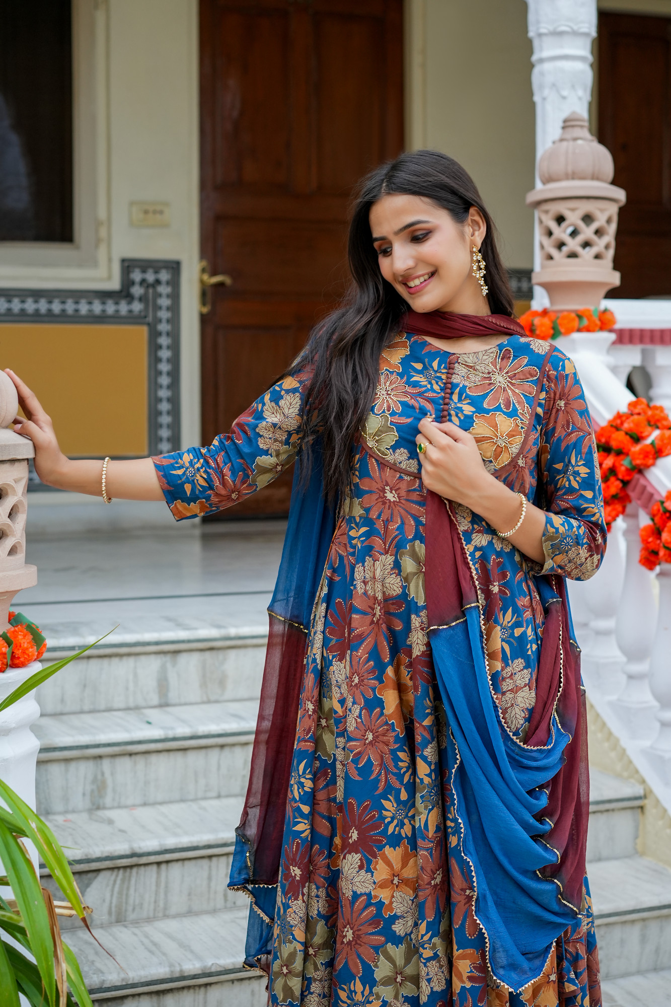 AMAIRA OCEAN TEAL ANARKALI SET