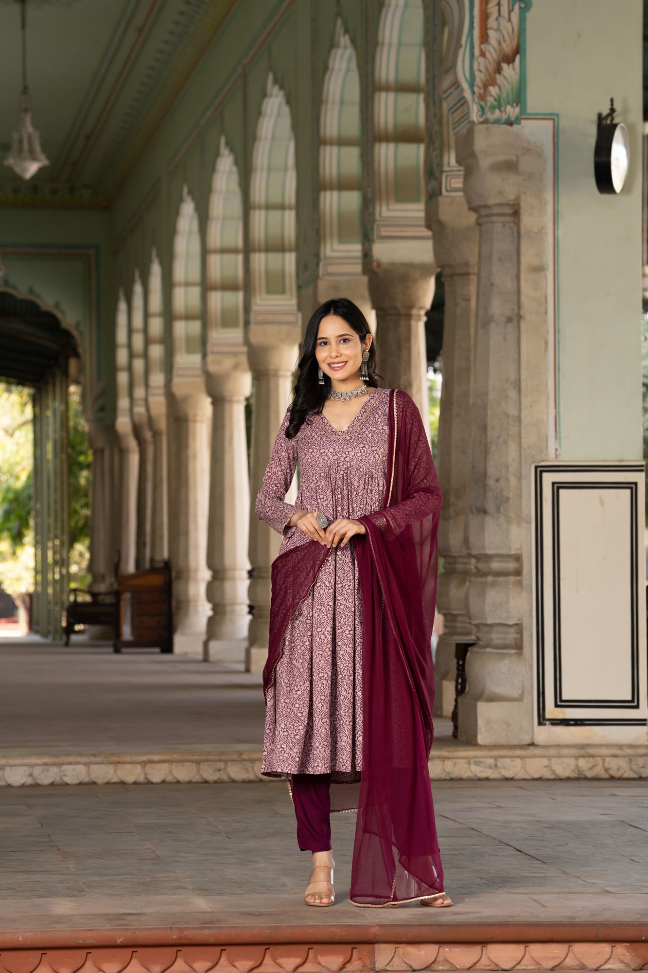 GARNET COTTON FLARED KURTA SET
