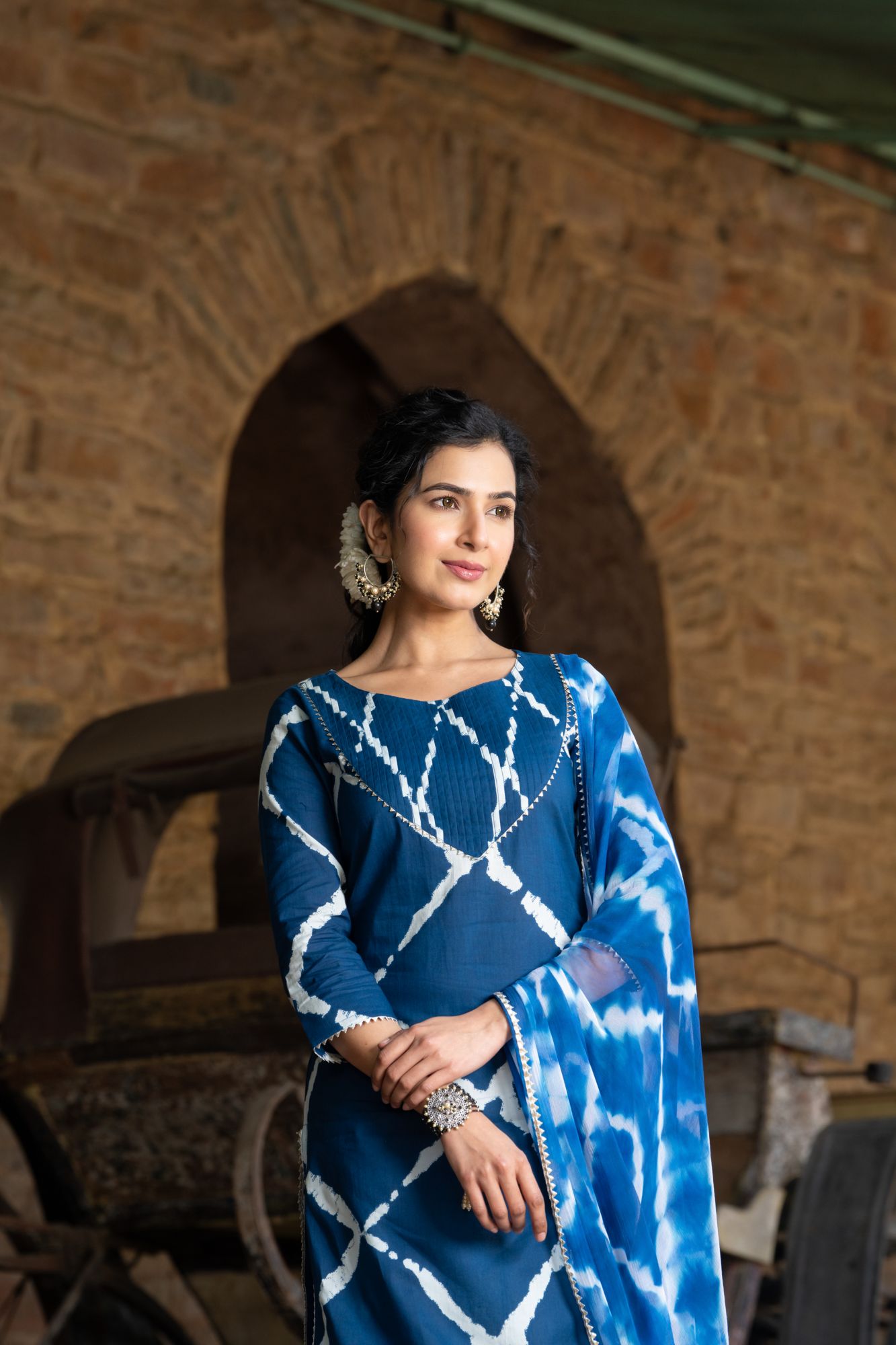 NAVY FUSION SHARARA SET