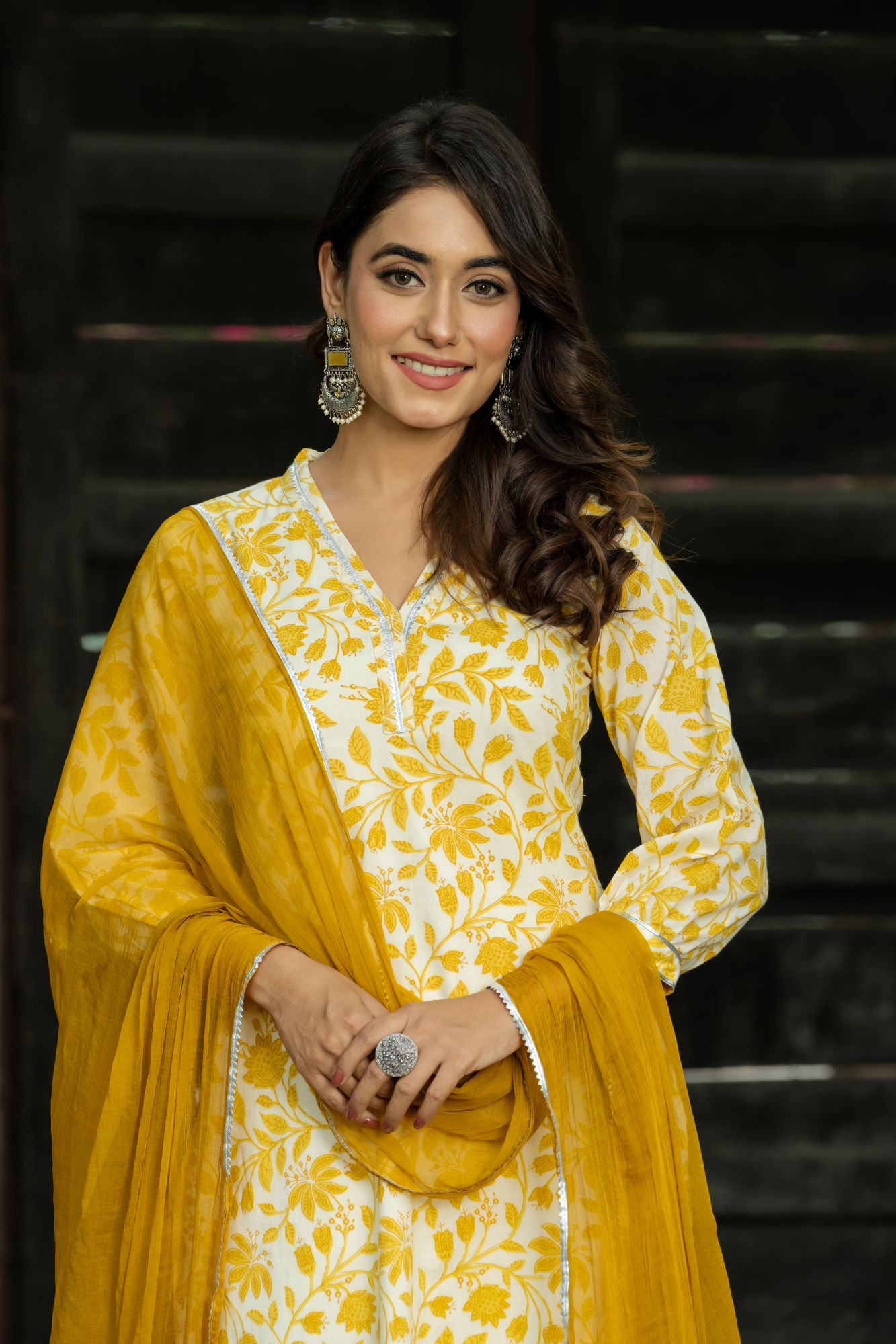 YELLOW CHIC FLORAL AFGHANI SET