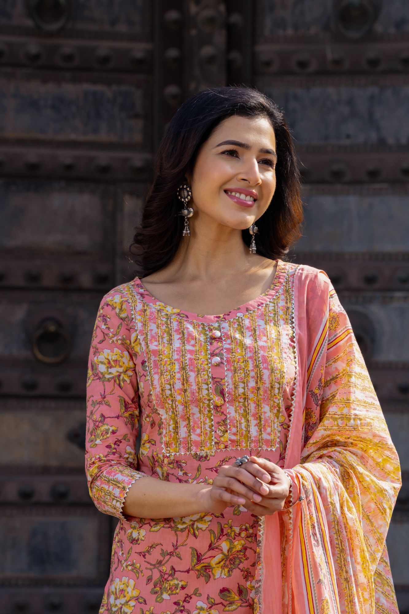 PEACH BLOSSOM COTTON KURTA SET