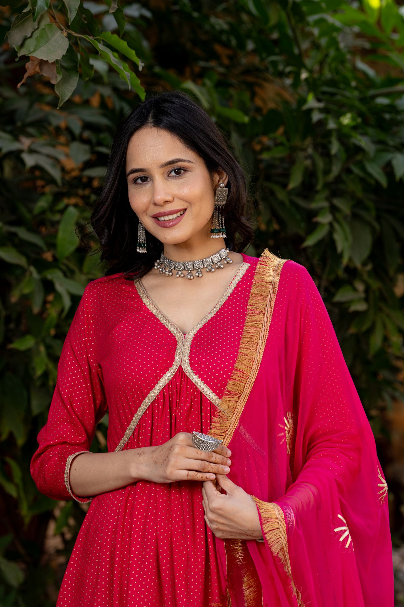 PINK POLKA DOT KURTA SET