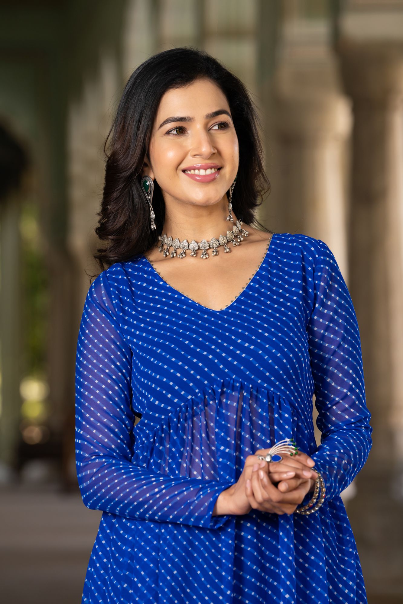 ROYAL BLUE GEORGETTE FLOWY SUIT SET