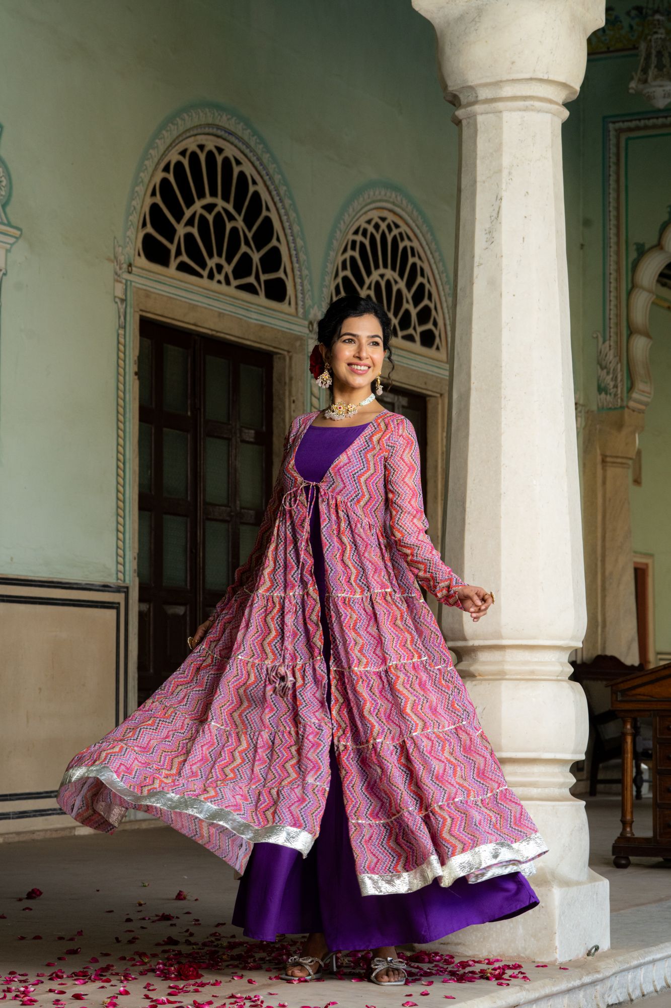 PURPLE MAJESTY GEORGETTE SHRUG SET