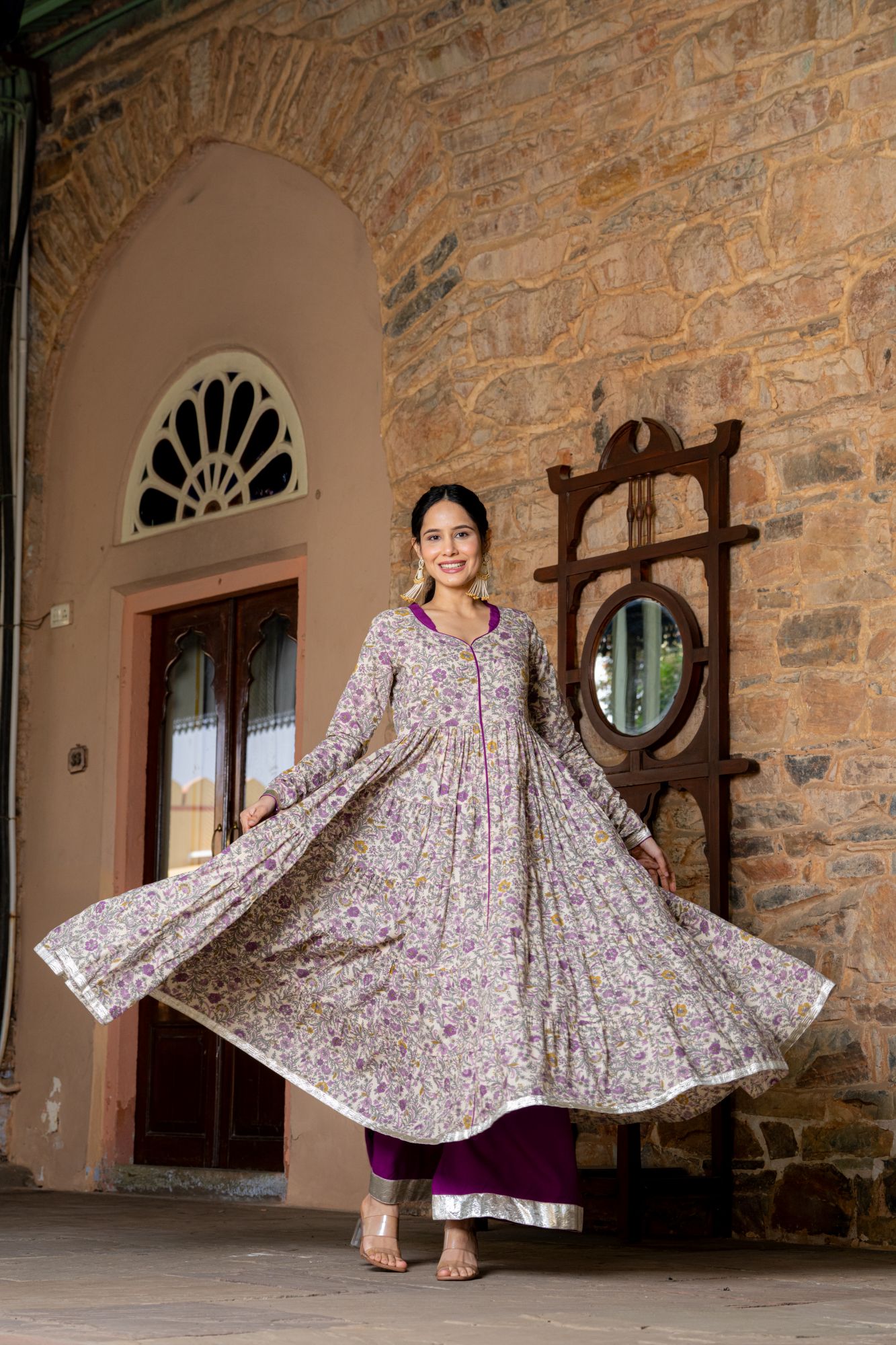 OPULENT PURPLE ANARKALI SUIT SET