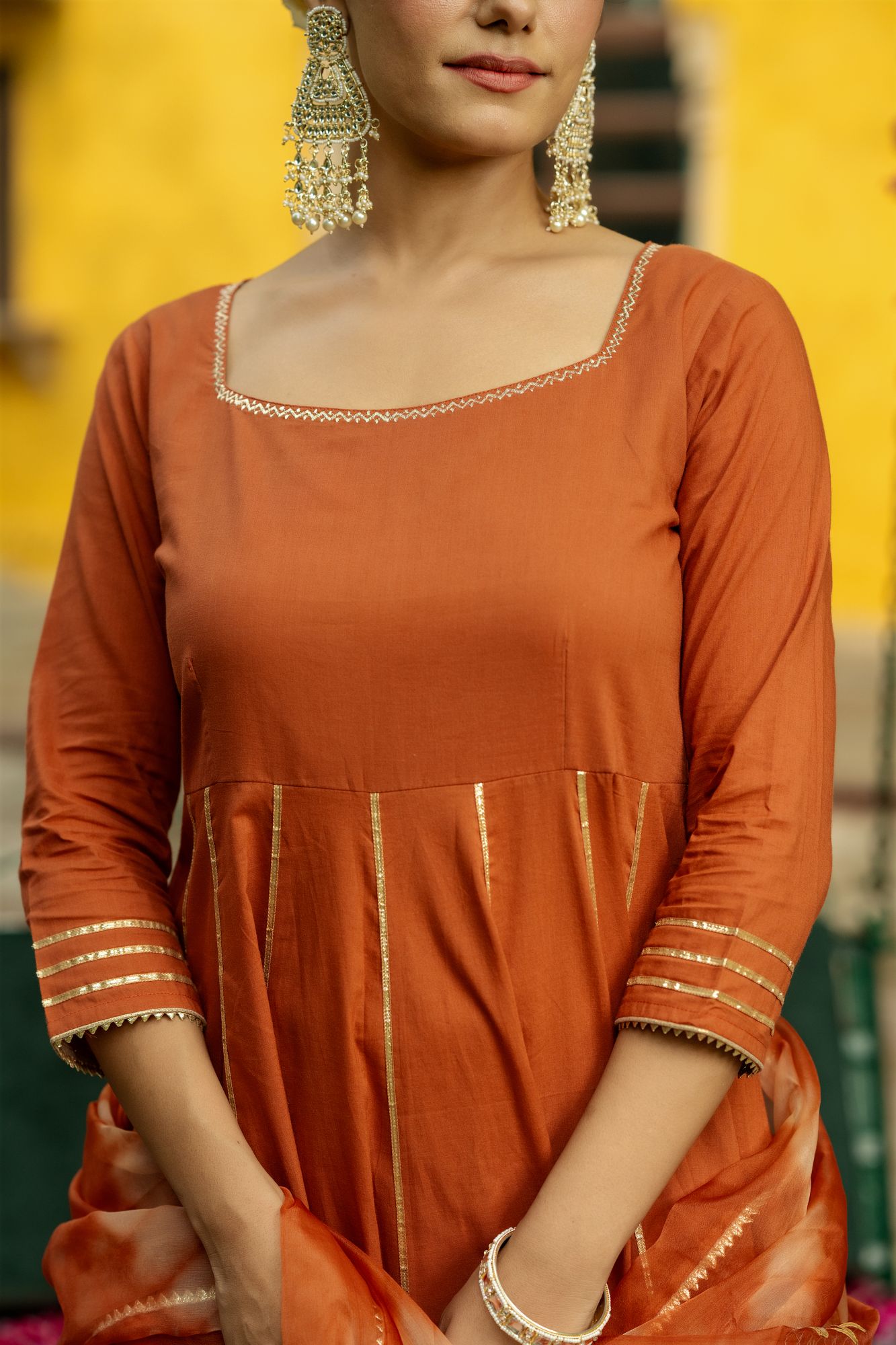 OPULENT BROWN GOTA SUIT SET