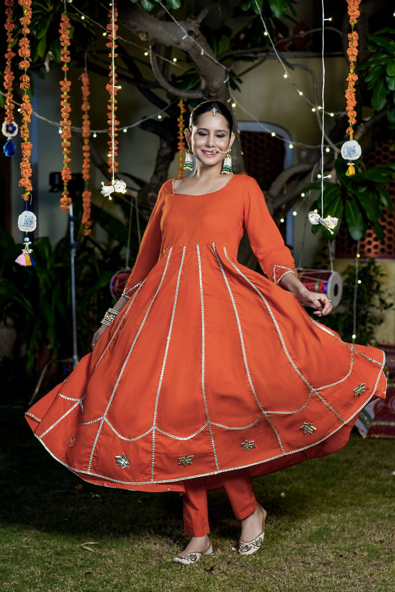 TAHIRA FESTIVE AURA ORANGE ANARKALI SET