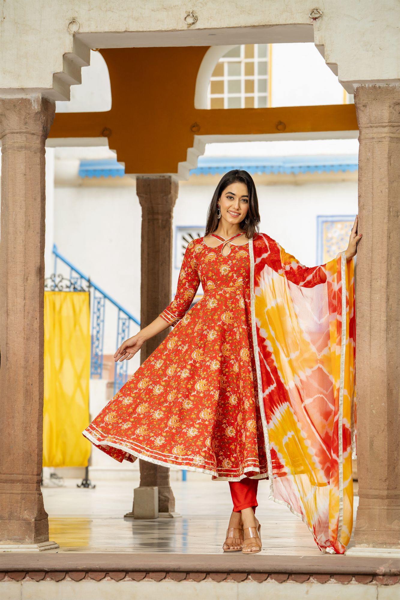 RADIANT RUBY ANARKALI SET