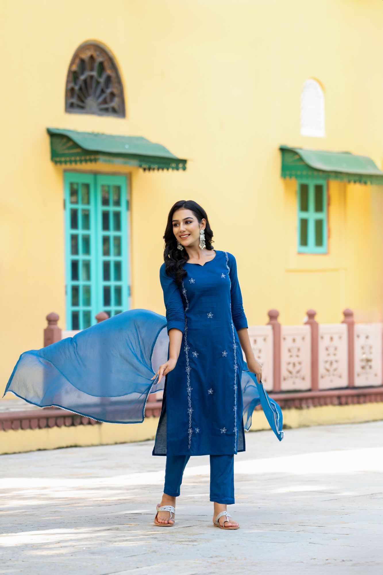 TEAL CHARM ZARI KURTA SET