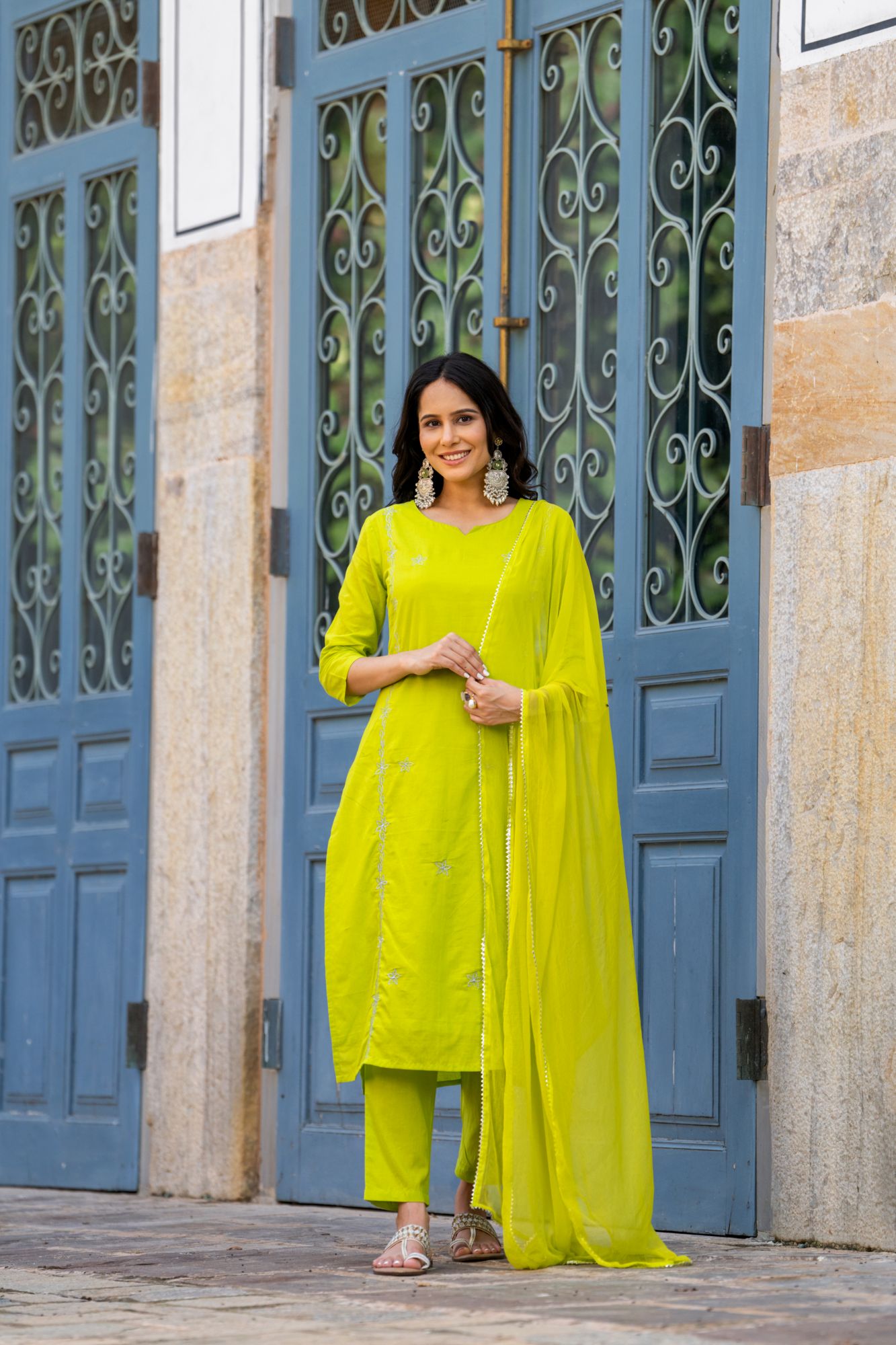 LUSH GREEN ZARI KURTA SET
