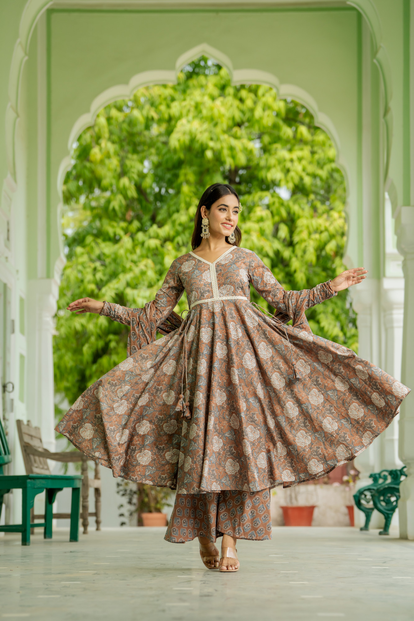 BLOSSOM BROWN PALAZZO SET