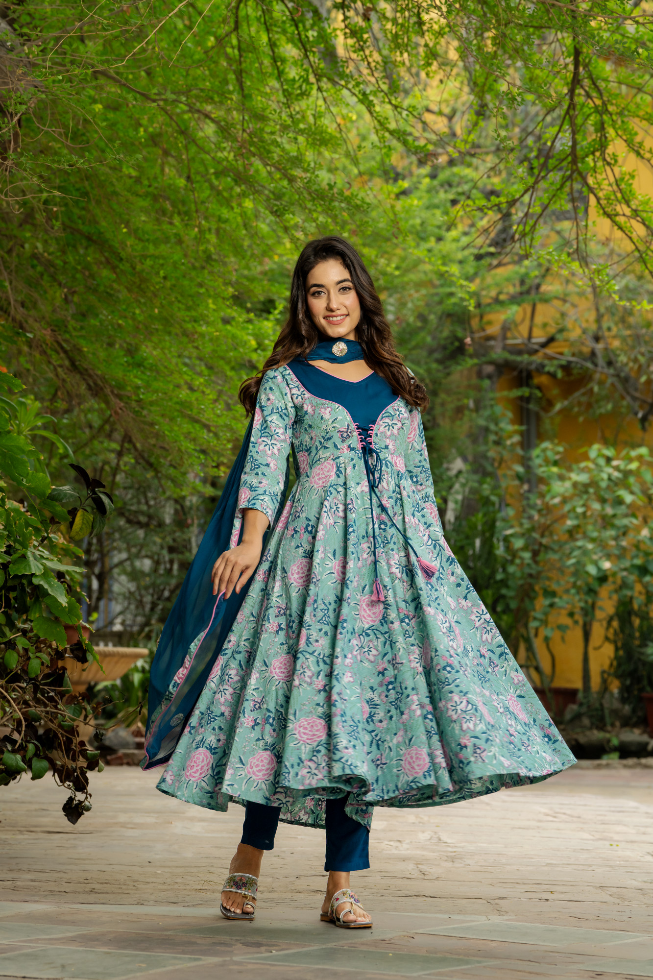 FLORAL BLISS ANARKALI SUIT SET