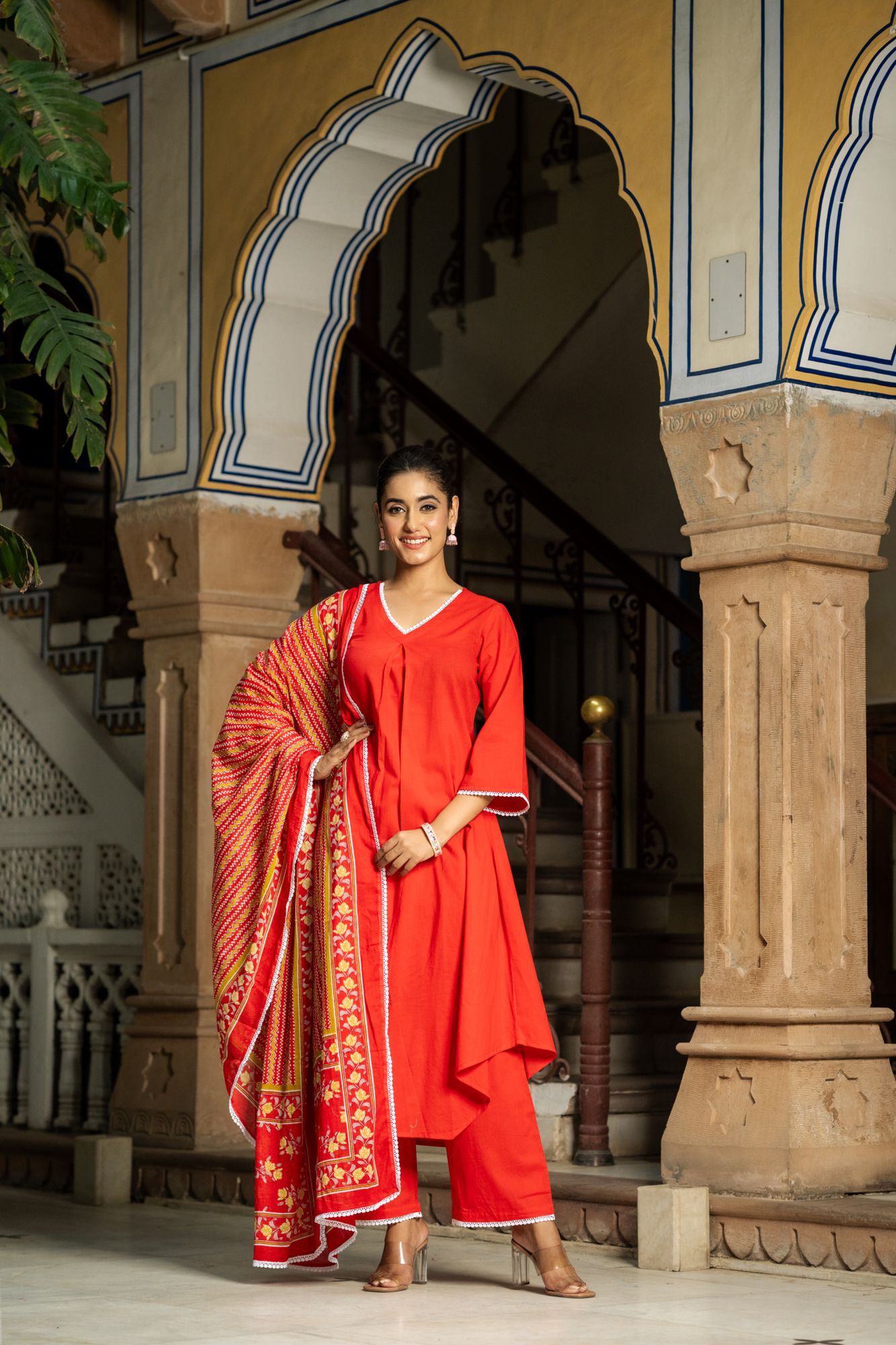 RADIANT RED RELAXED KURTA SET
