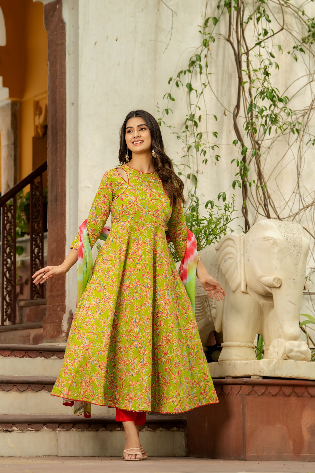 LIME RADIANCE ANARKALI SET