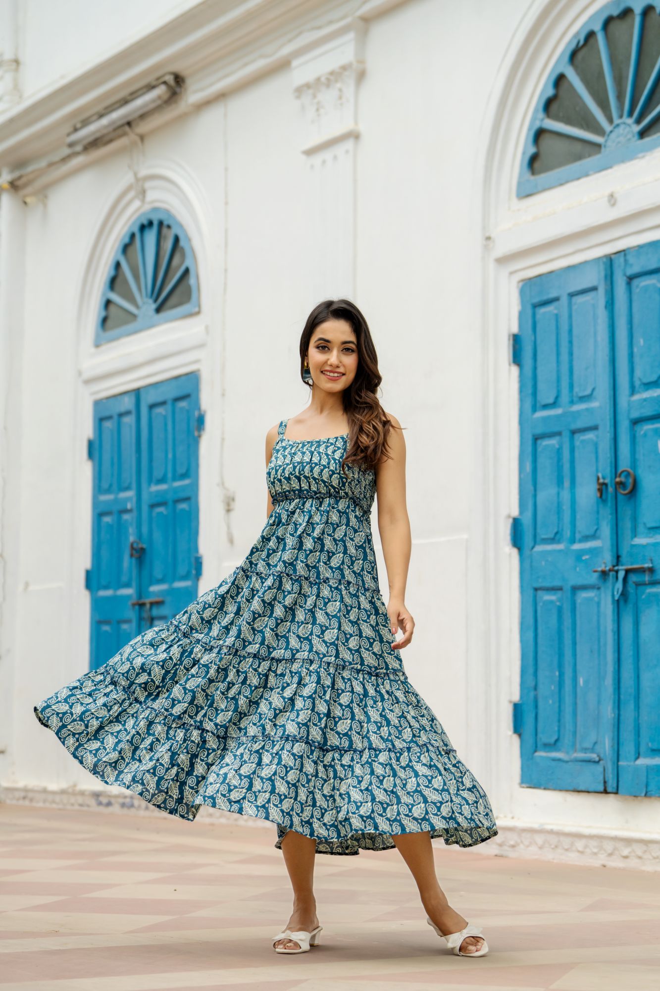 FLORAL BREEZE TEAL DRESS