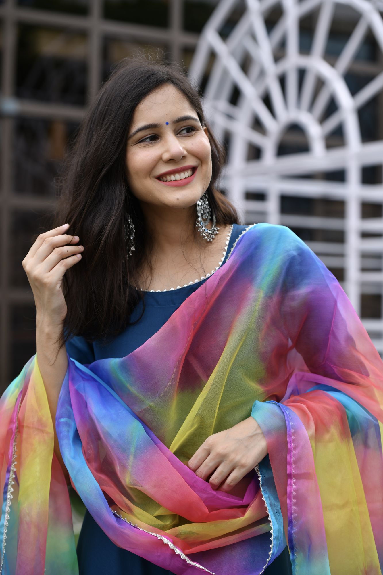 TEAL RAINBOW ORGANZA SUIT SET