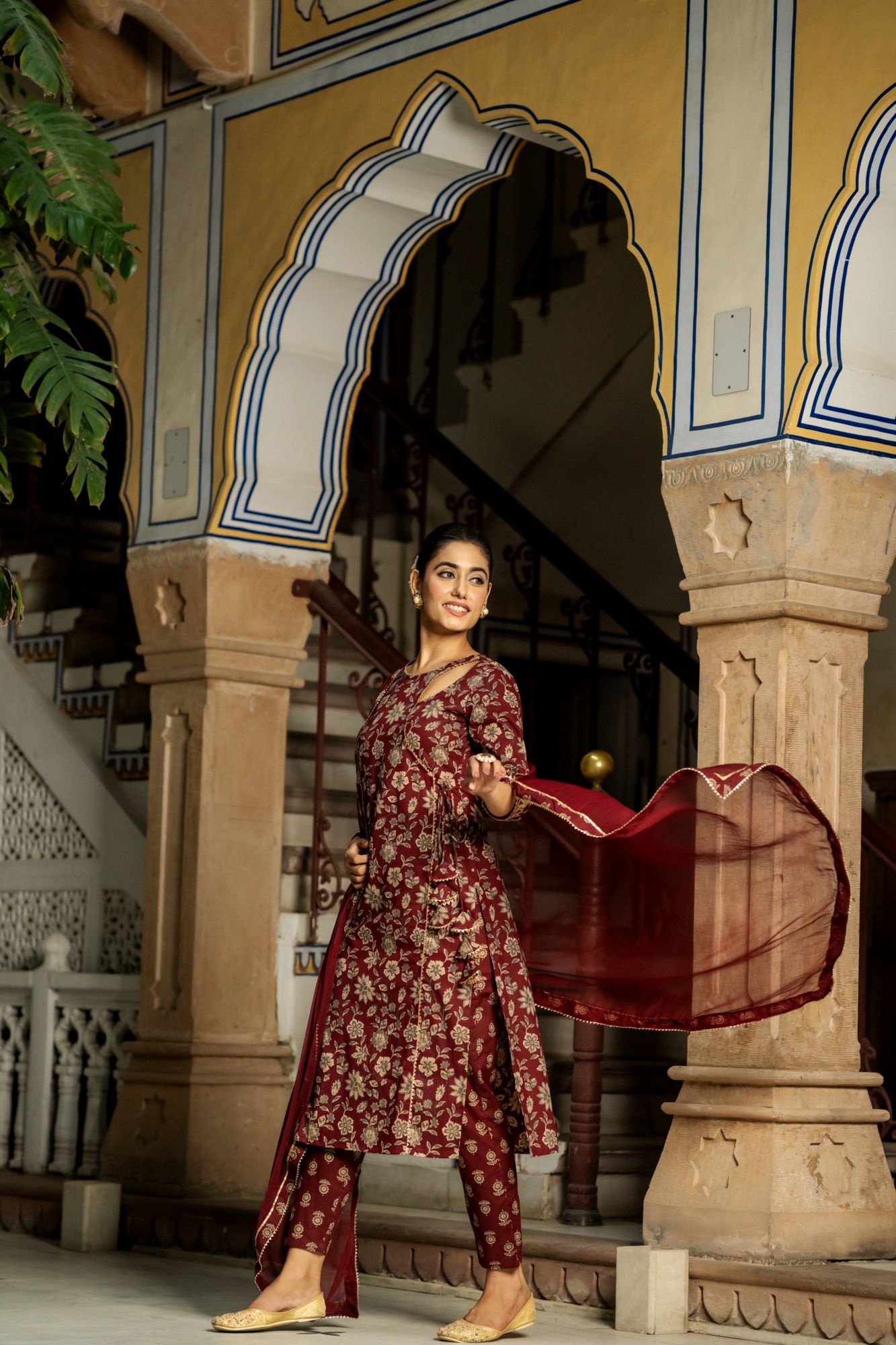 ENRICHED WINE BLOSSOM KURTA SET