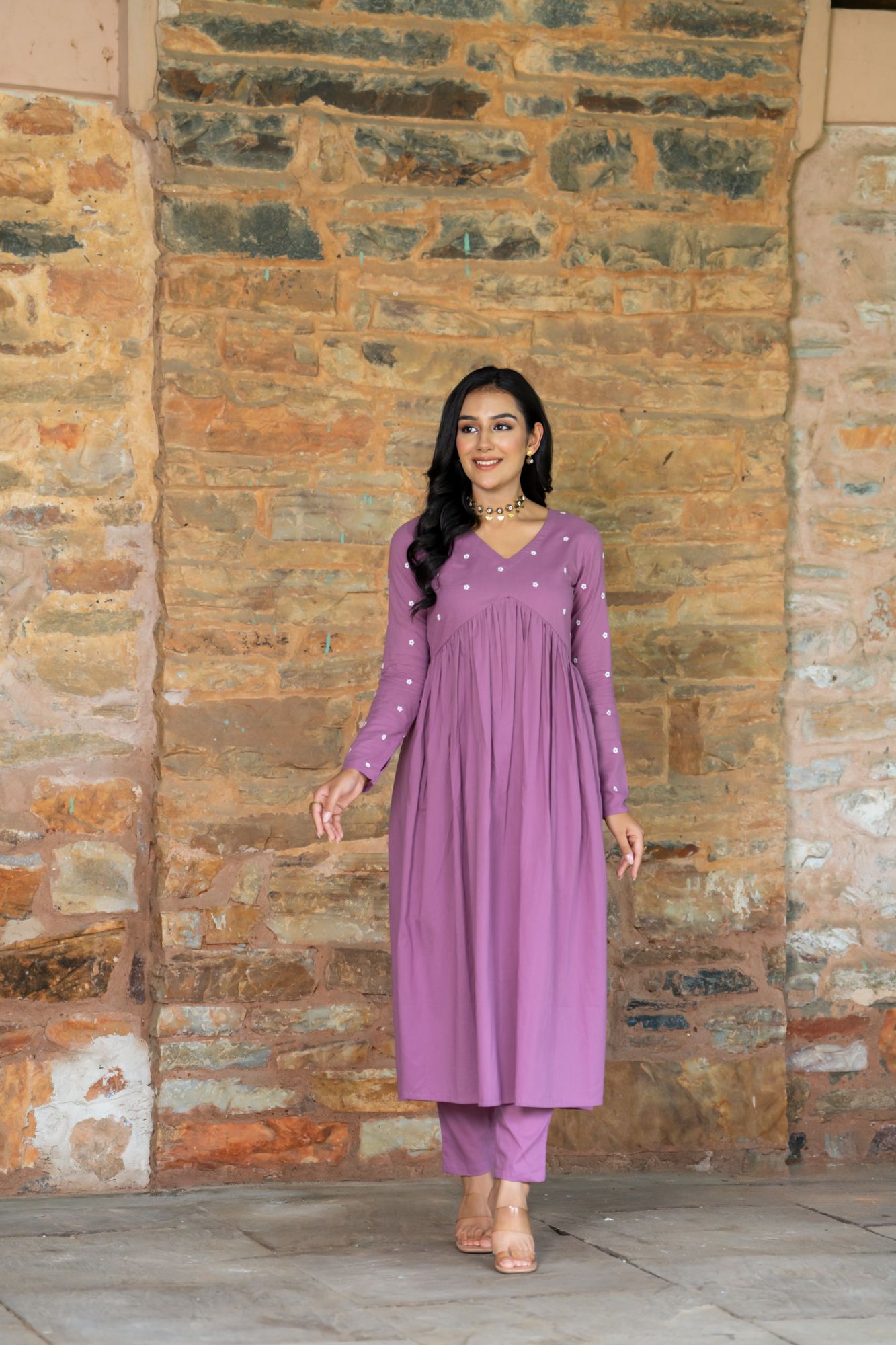 LAVENDER HUES EMBROIDERY KURTA SET