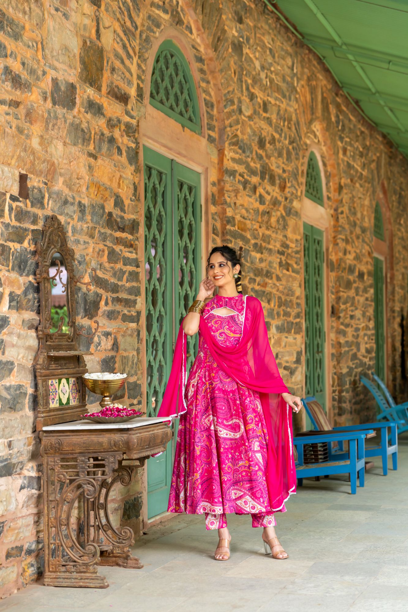 PINK PETAL ANARKALI SET