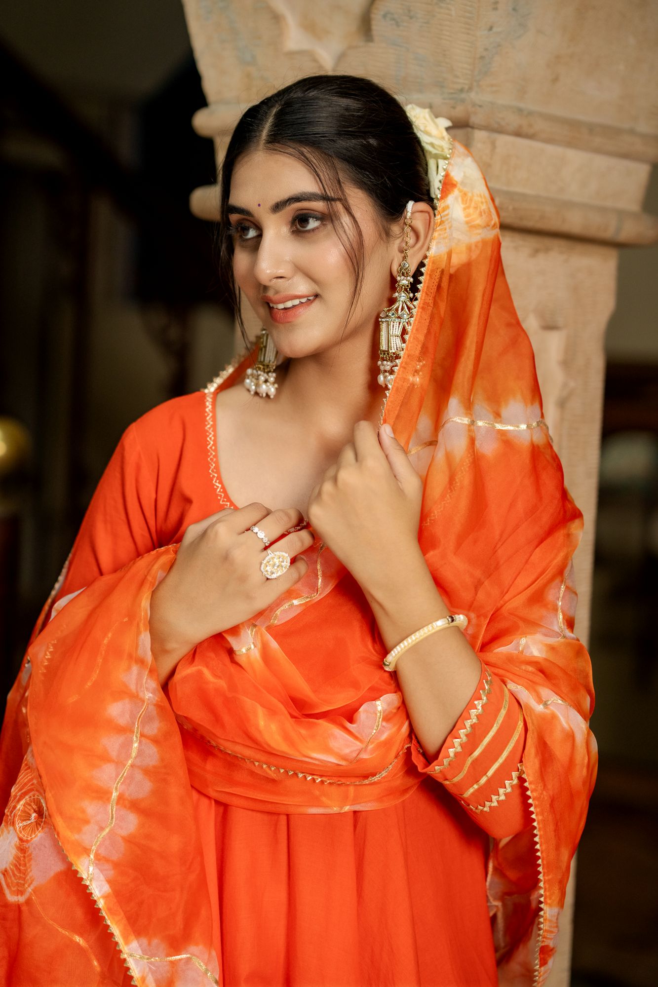 ORANGE AURA GOTA SUIT SET