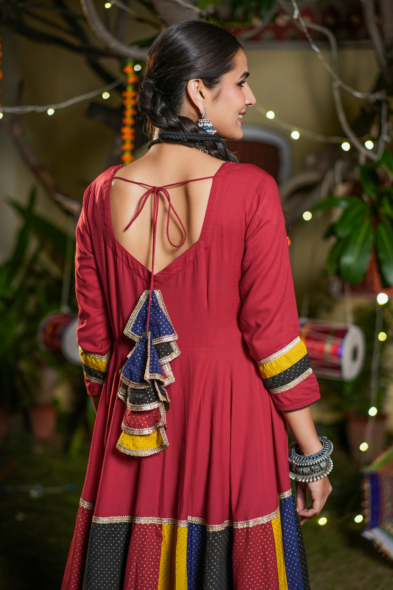 KANIRA MAROON PATCH ANARKALI SUIT