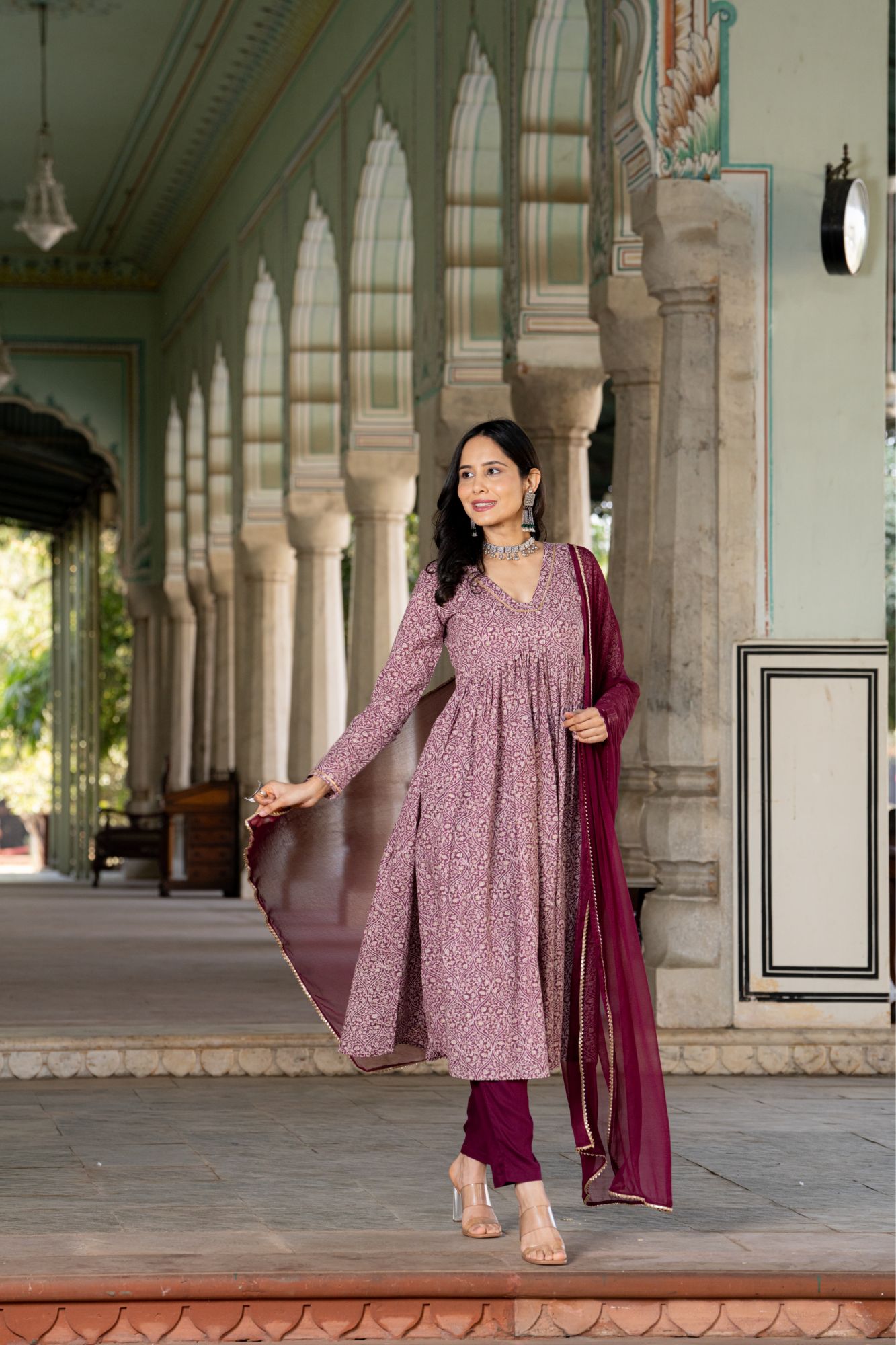 GARNET COTTON FLARED KURTA SET