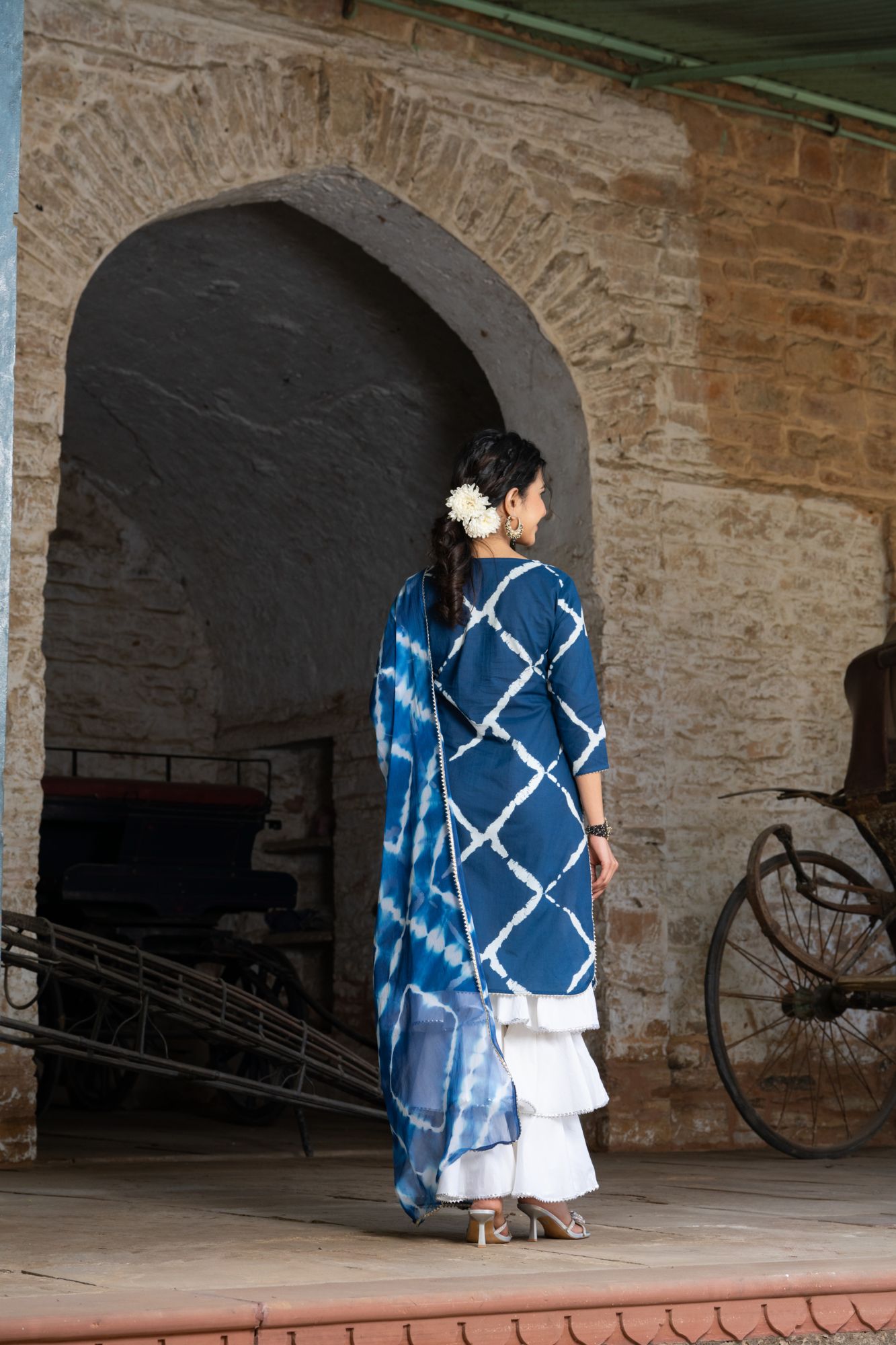 NAVY FUSION SHARARA SET