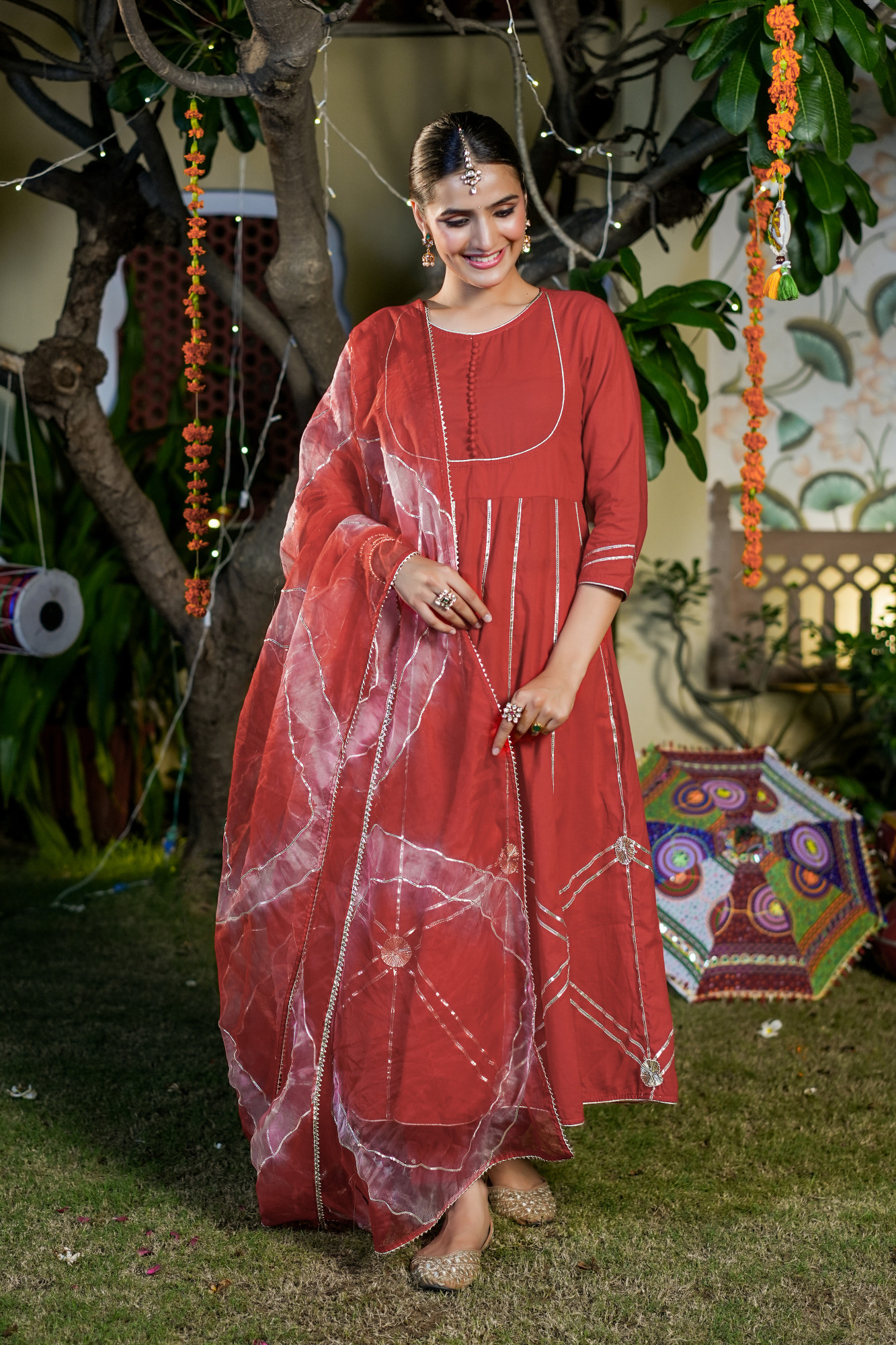 ELIRA RADIANT RED ANARKALI SET