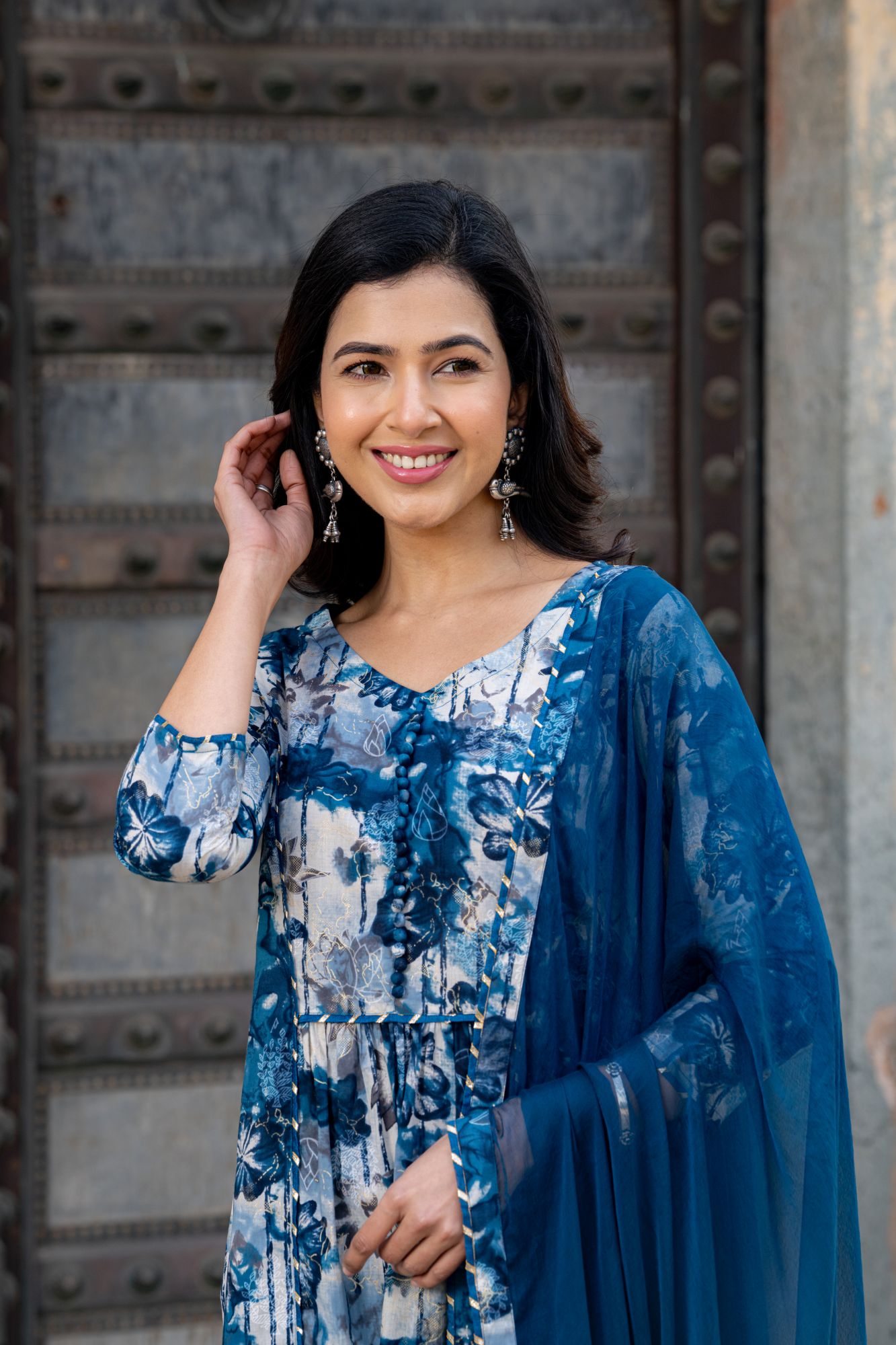 TEAL ELEGANCE FLARED KURTA SET