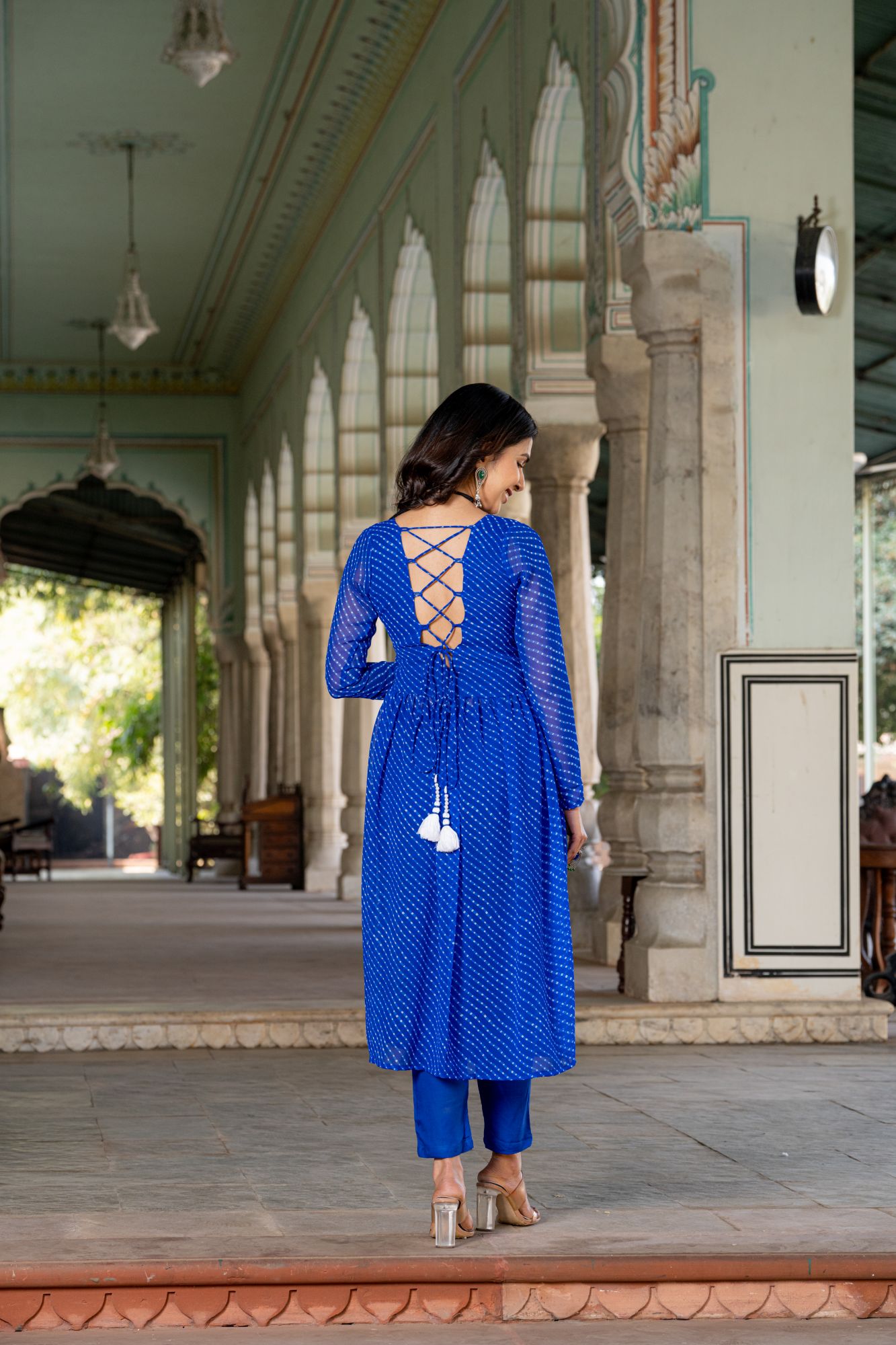 ROYAL BLUE GEORGETTE FLOWY SUIT SET