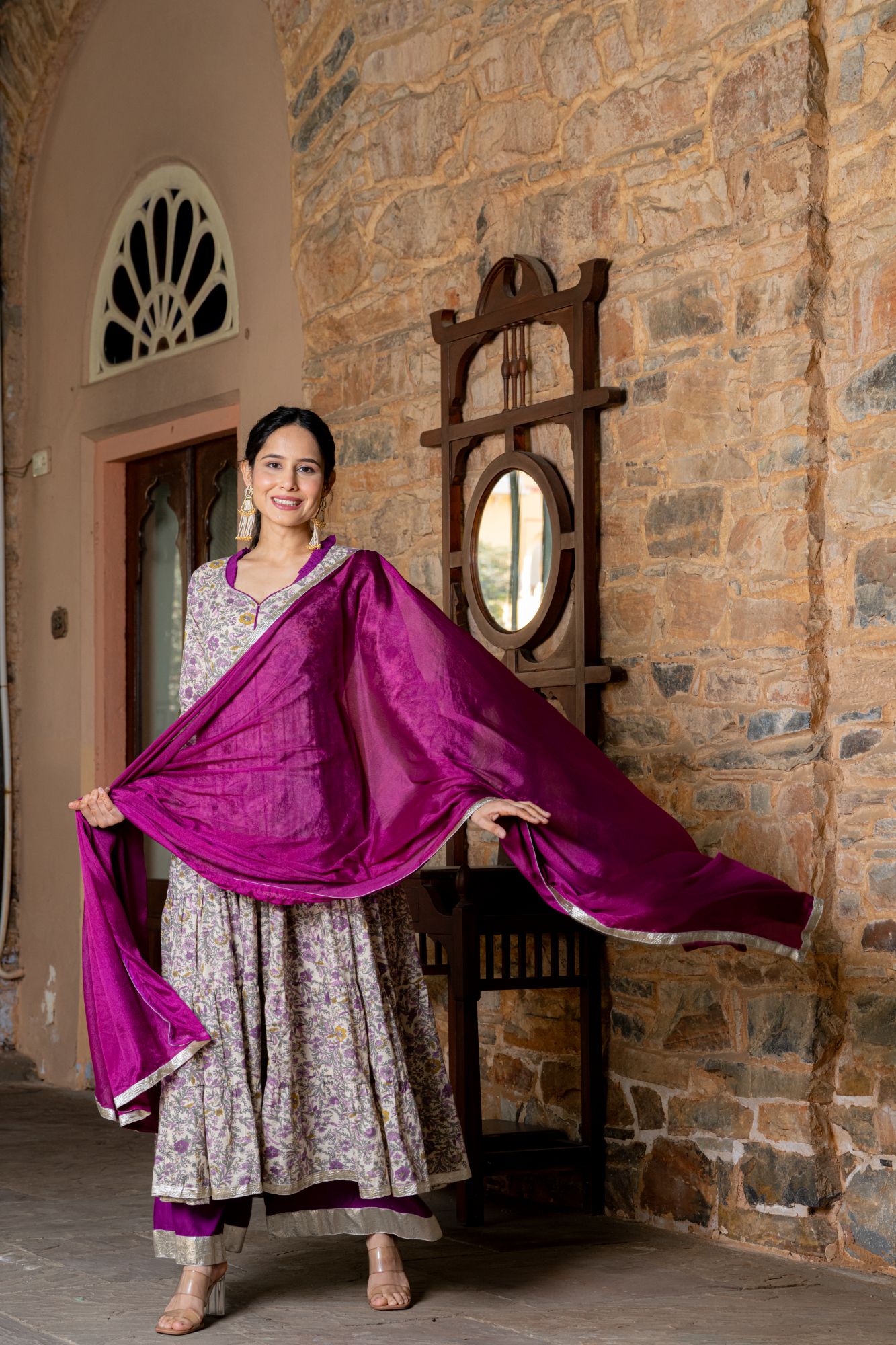 OPULENT PURPLE ANARKALI SUIT SET