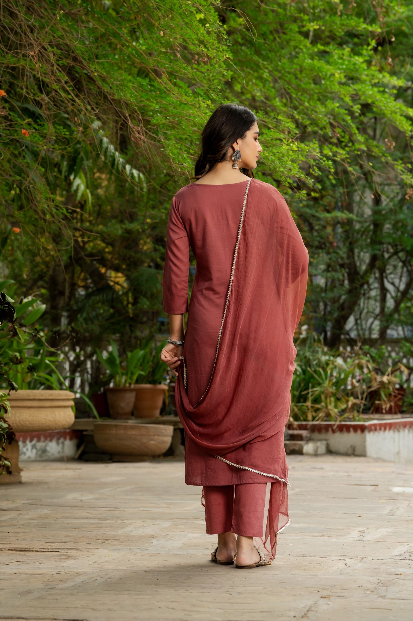 RADIANT RUST ZARI KURTA SET