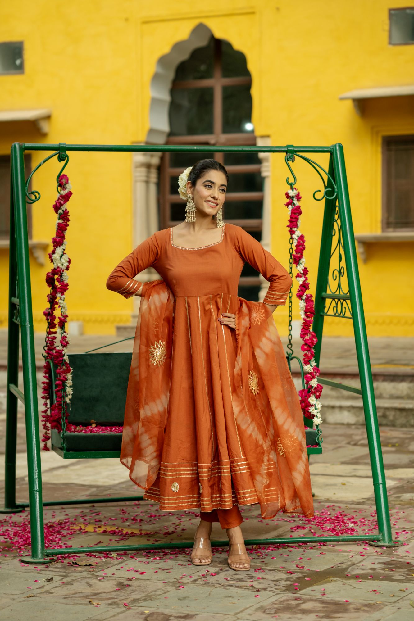 OPULENT BROWN GOTA SUIT SET