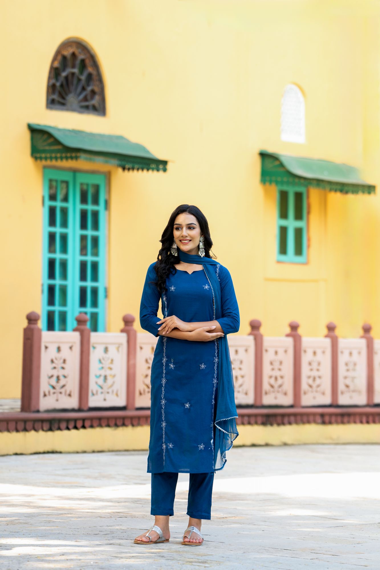 TEAL CHARM ZARI KURTA SET