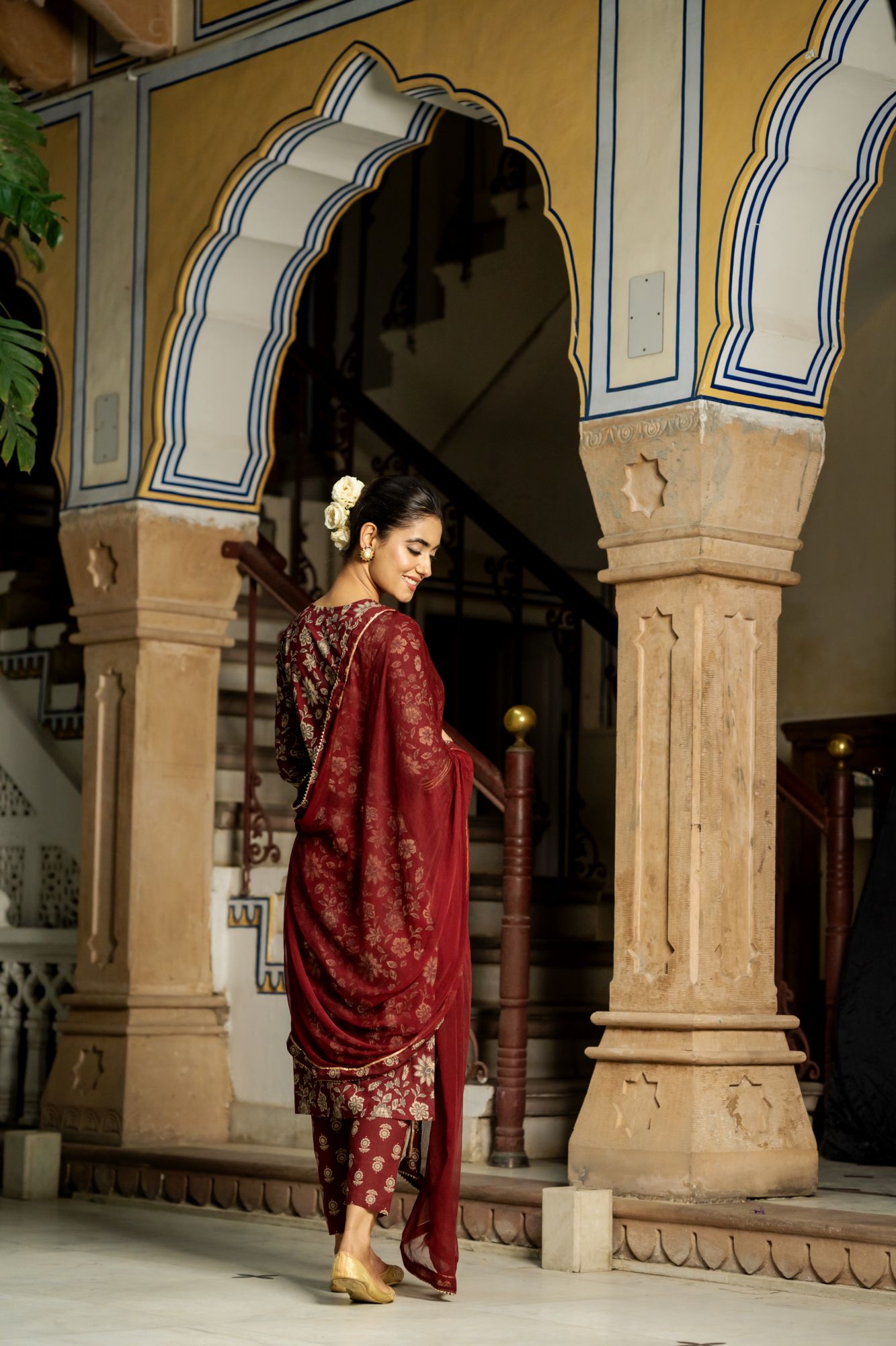 ENRICHED WINE BLOSSOM KURTA SET