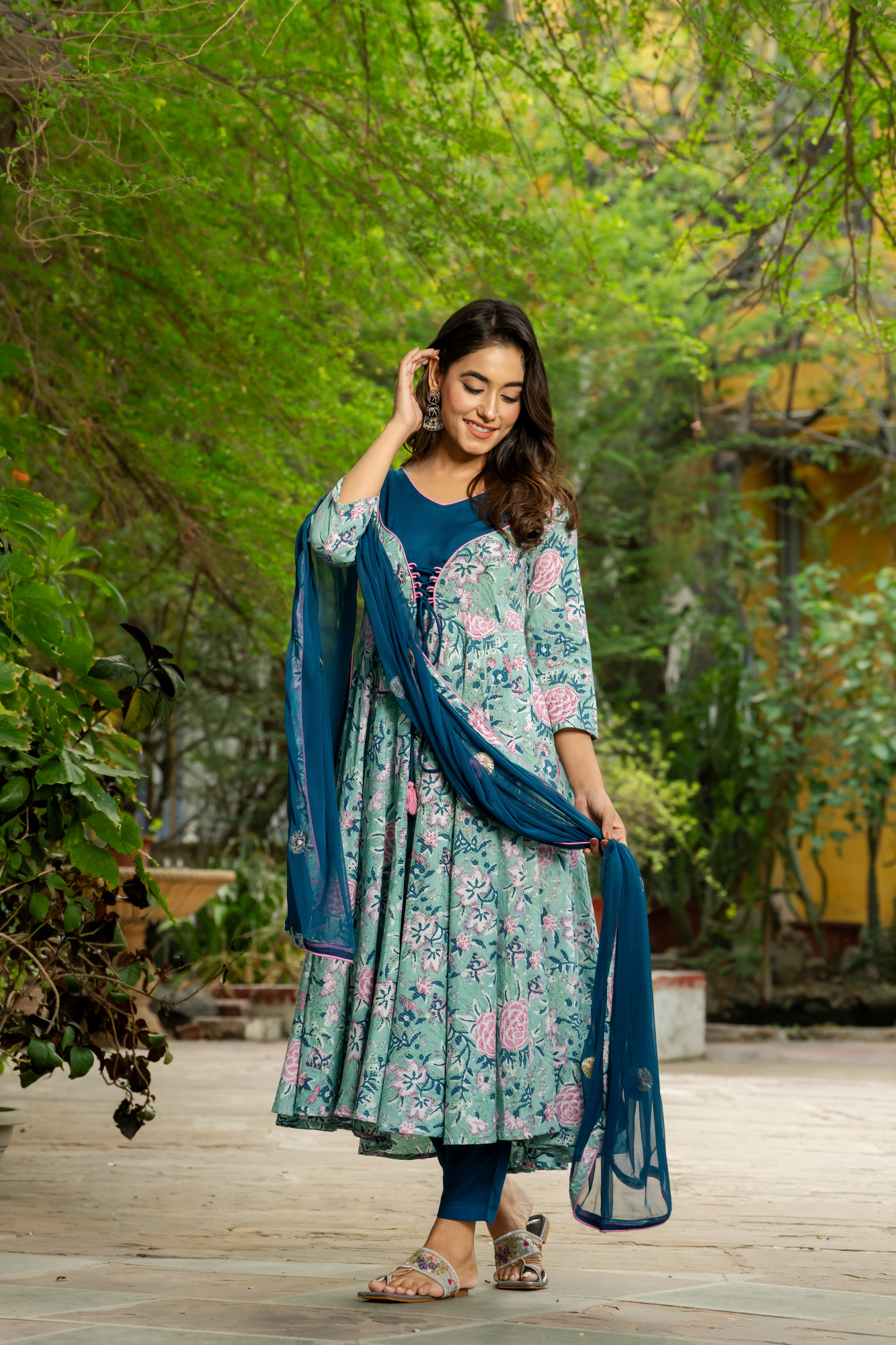 FLORAL BLISS ANARKALI SUIT SET